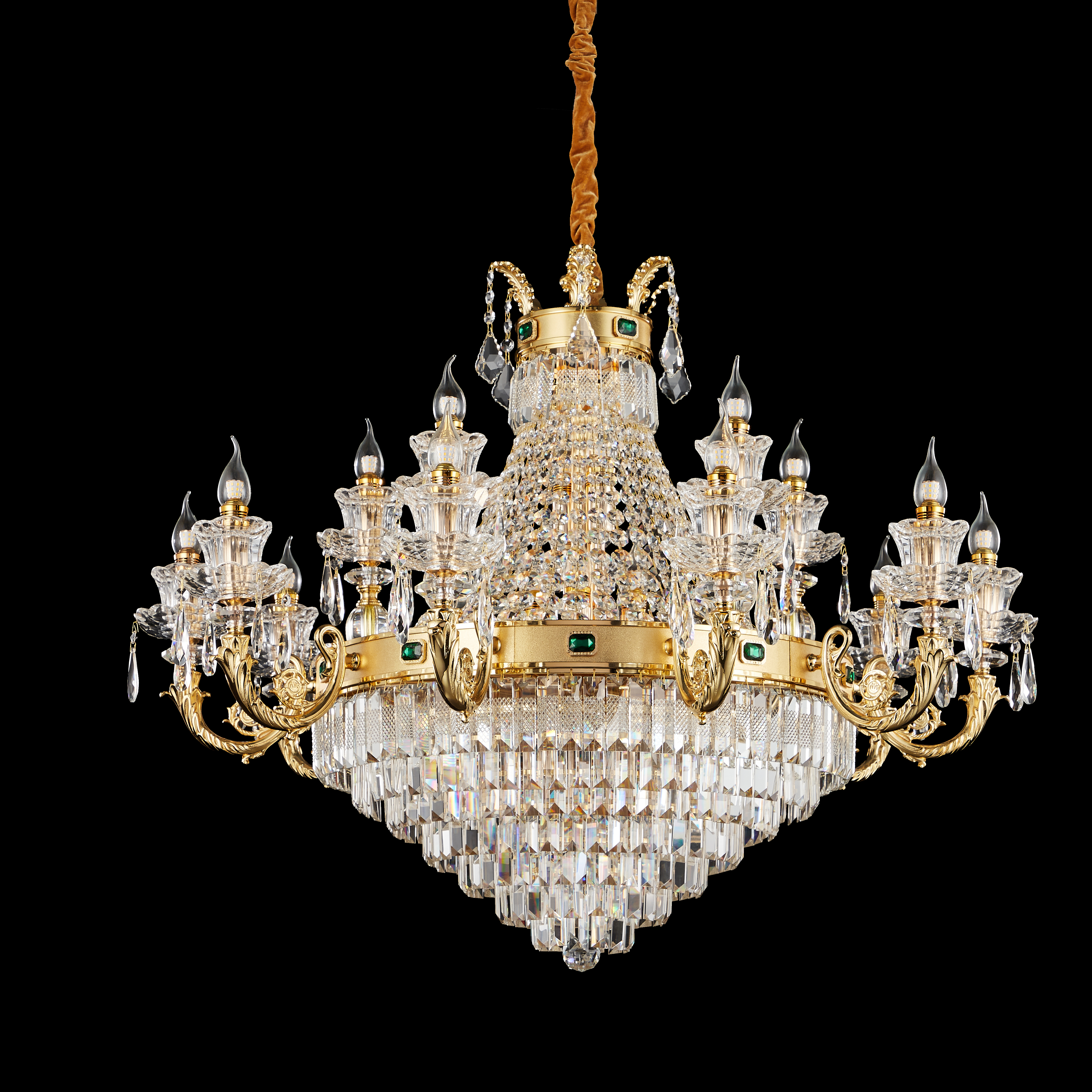 French Solid Brass Crystal Chandelier for Living & Dining
