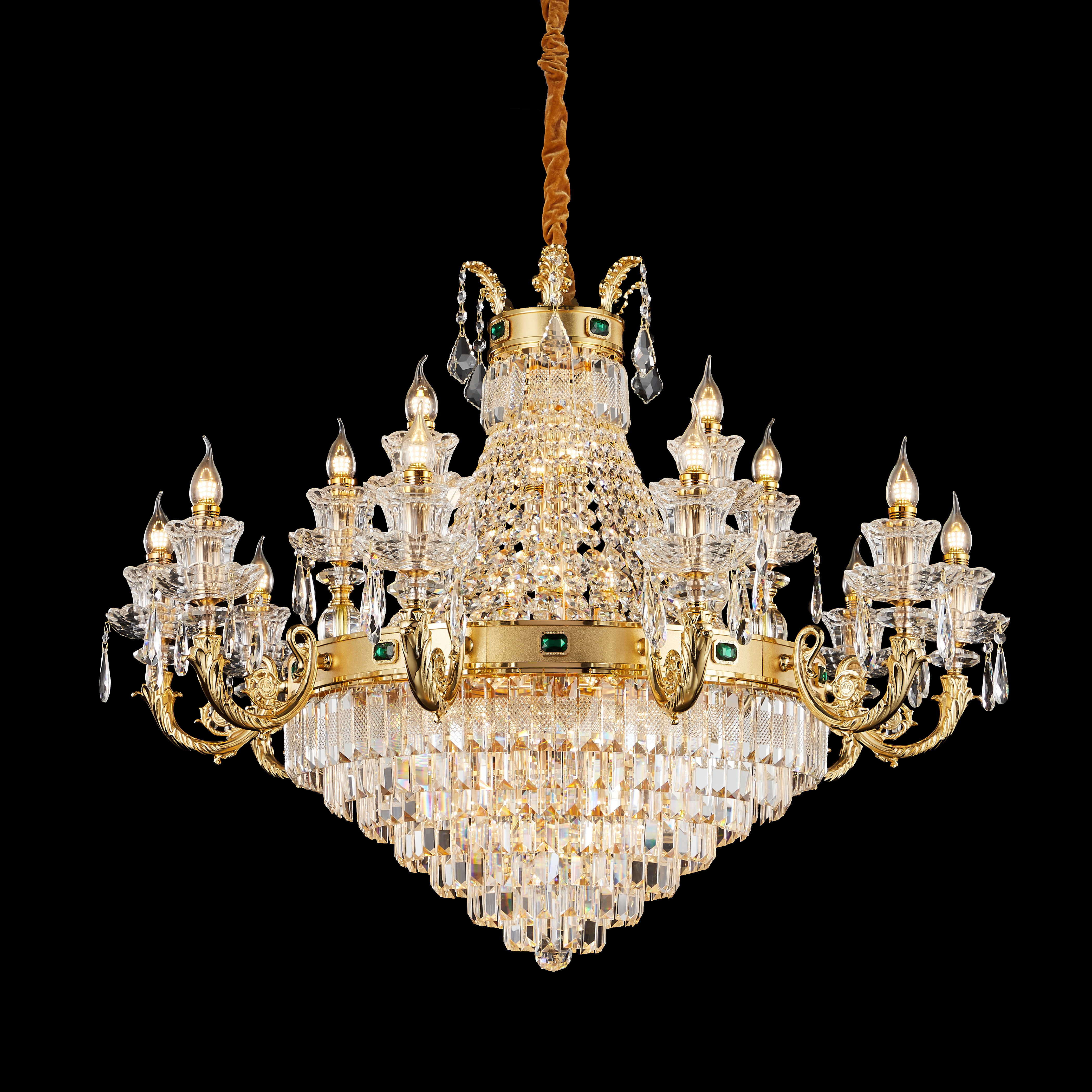 French Solid Brass Crystal Chandelier for Living & Dining