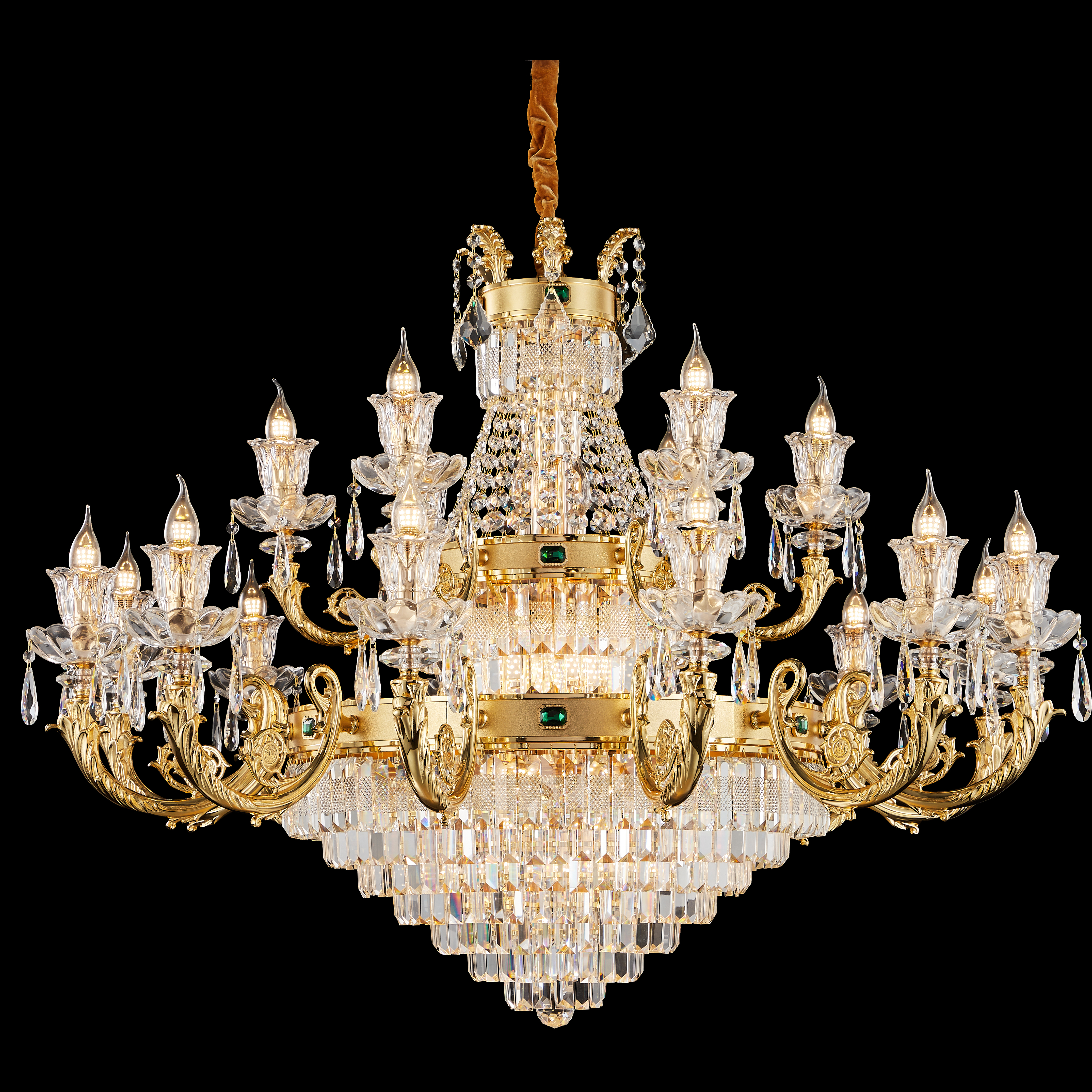 French Solid Brass Crystal Chandelier for Living & Dining