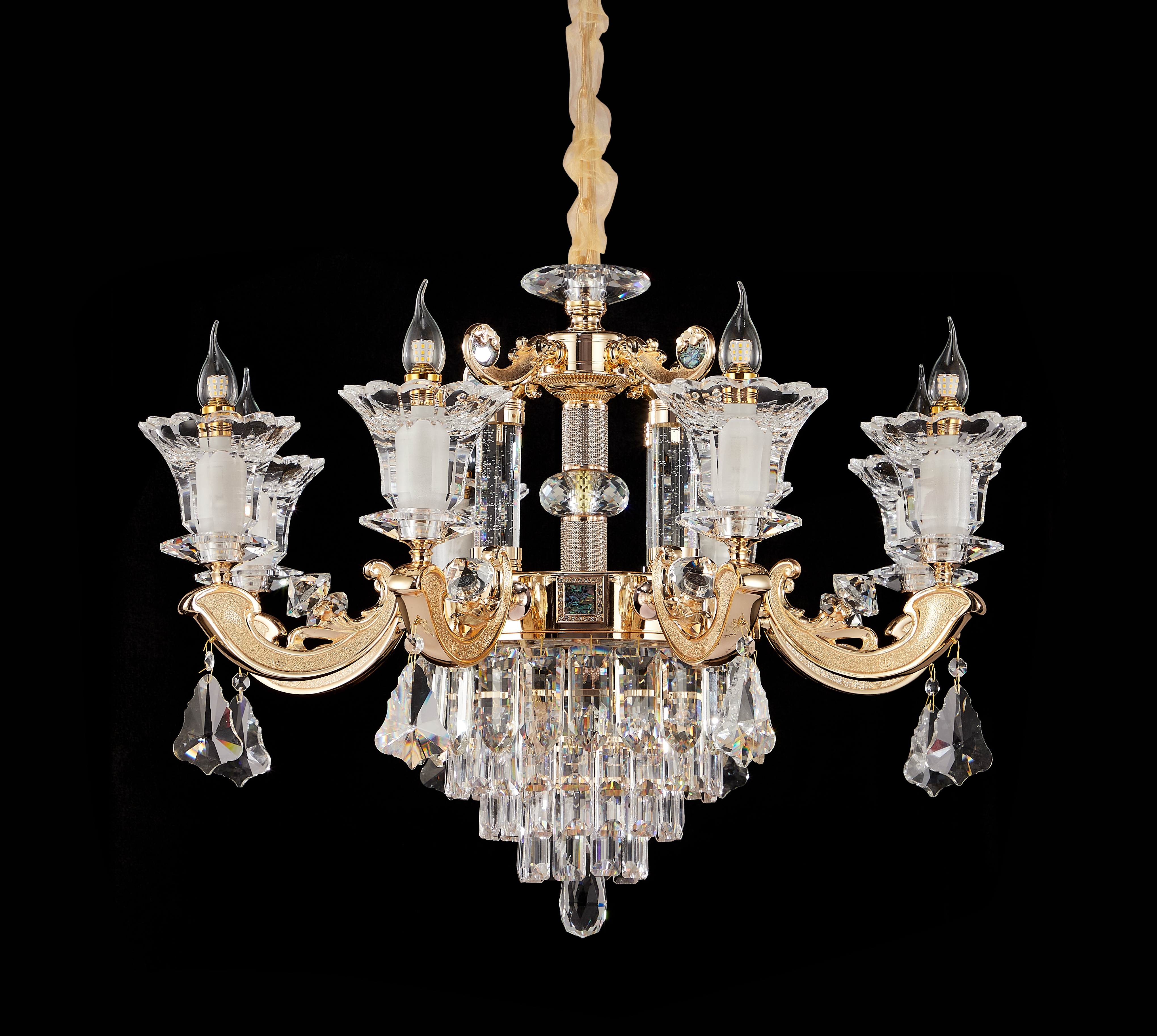 Gold Brass Crystal Chandelier for Villa & Hotel Lobby
