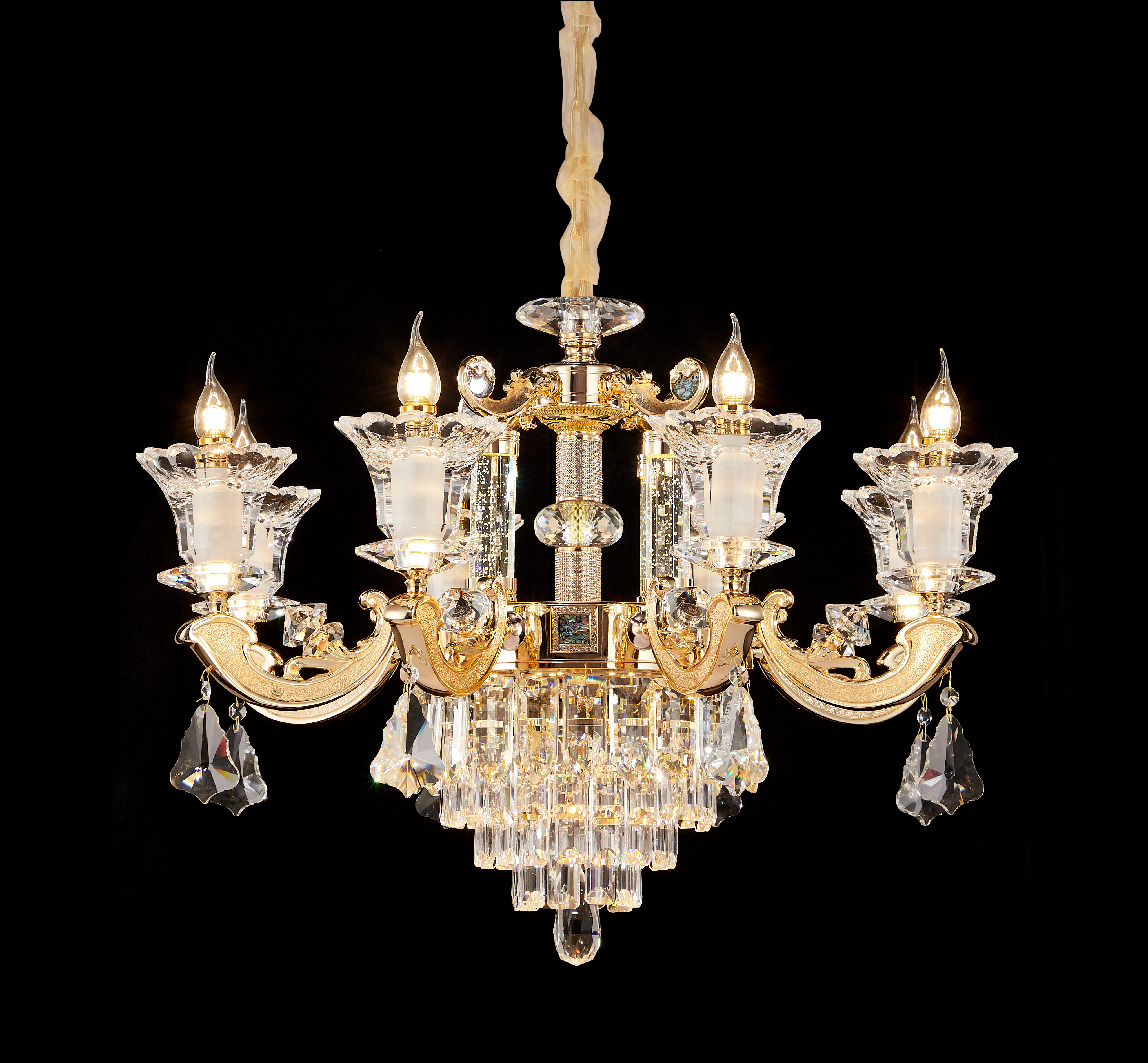 Gold Brass Crystal Chandelier for Villa & Hotel Lobby
