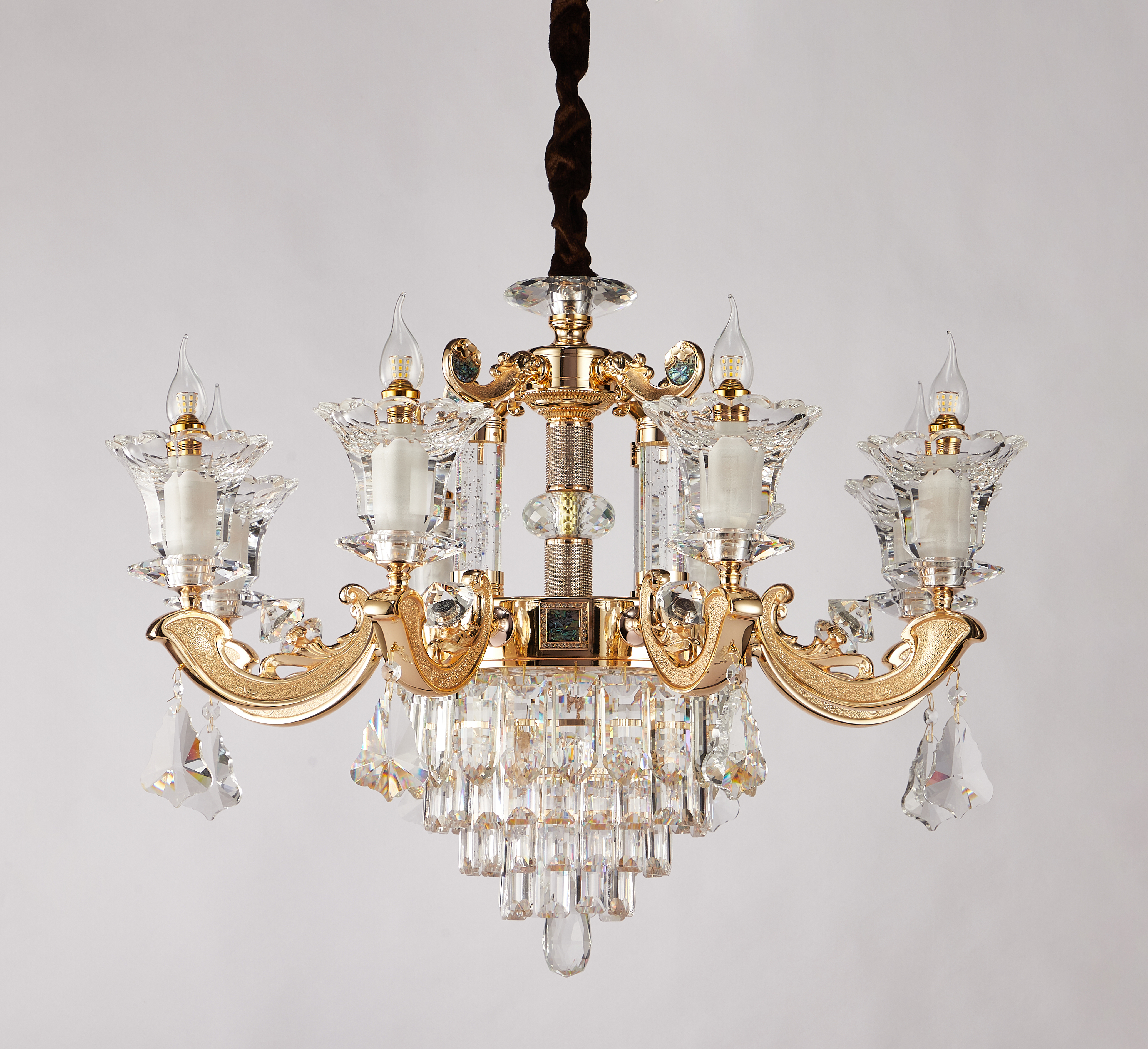 Gold Brass Crystal Chandelier for Villa & Hotel Lobby