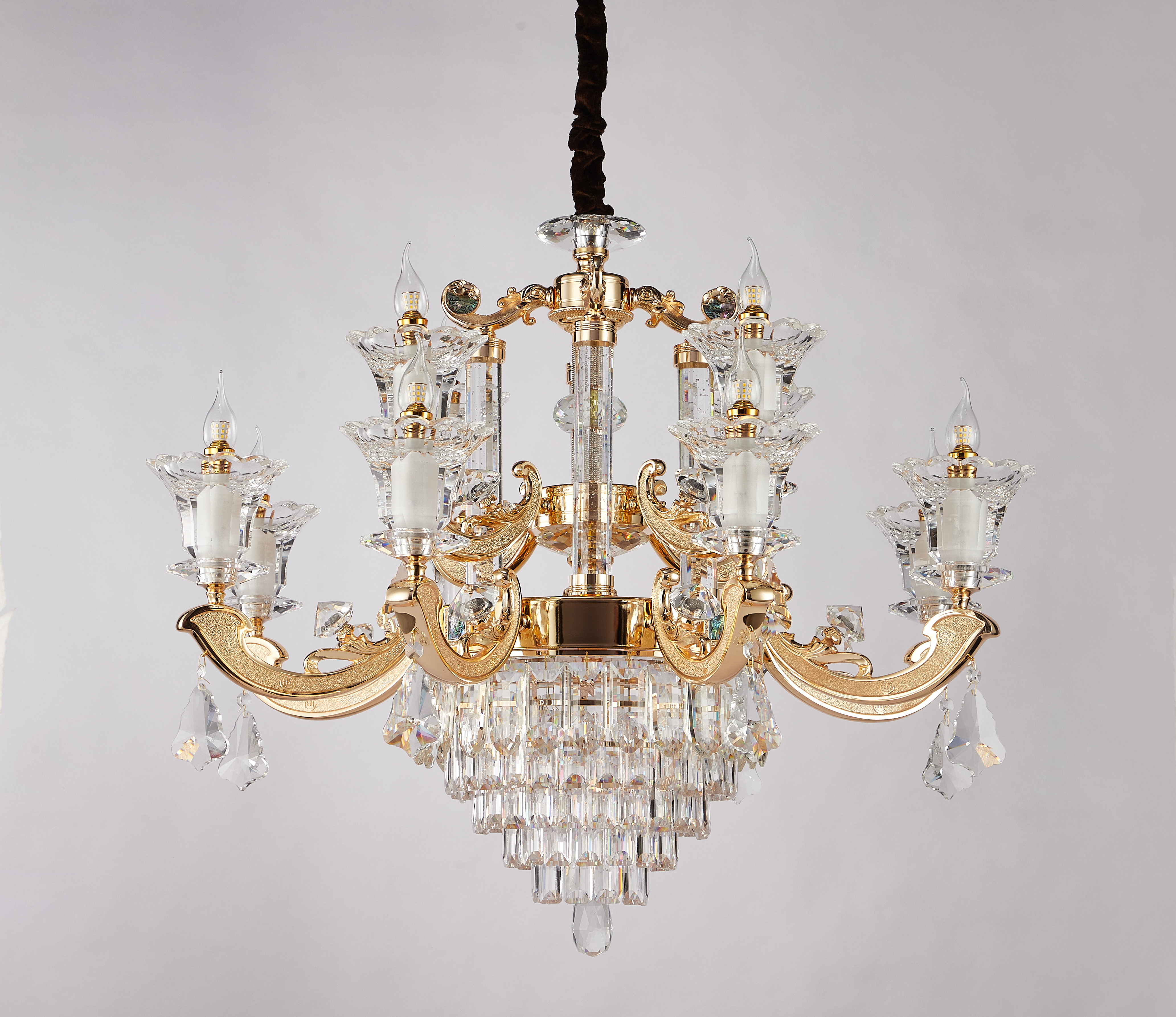 Gold Brass Crystal Chandelier for Villa & Hotel Lobby