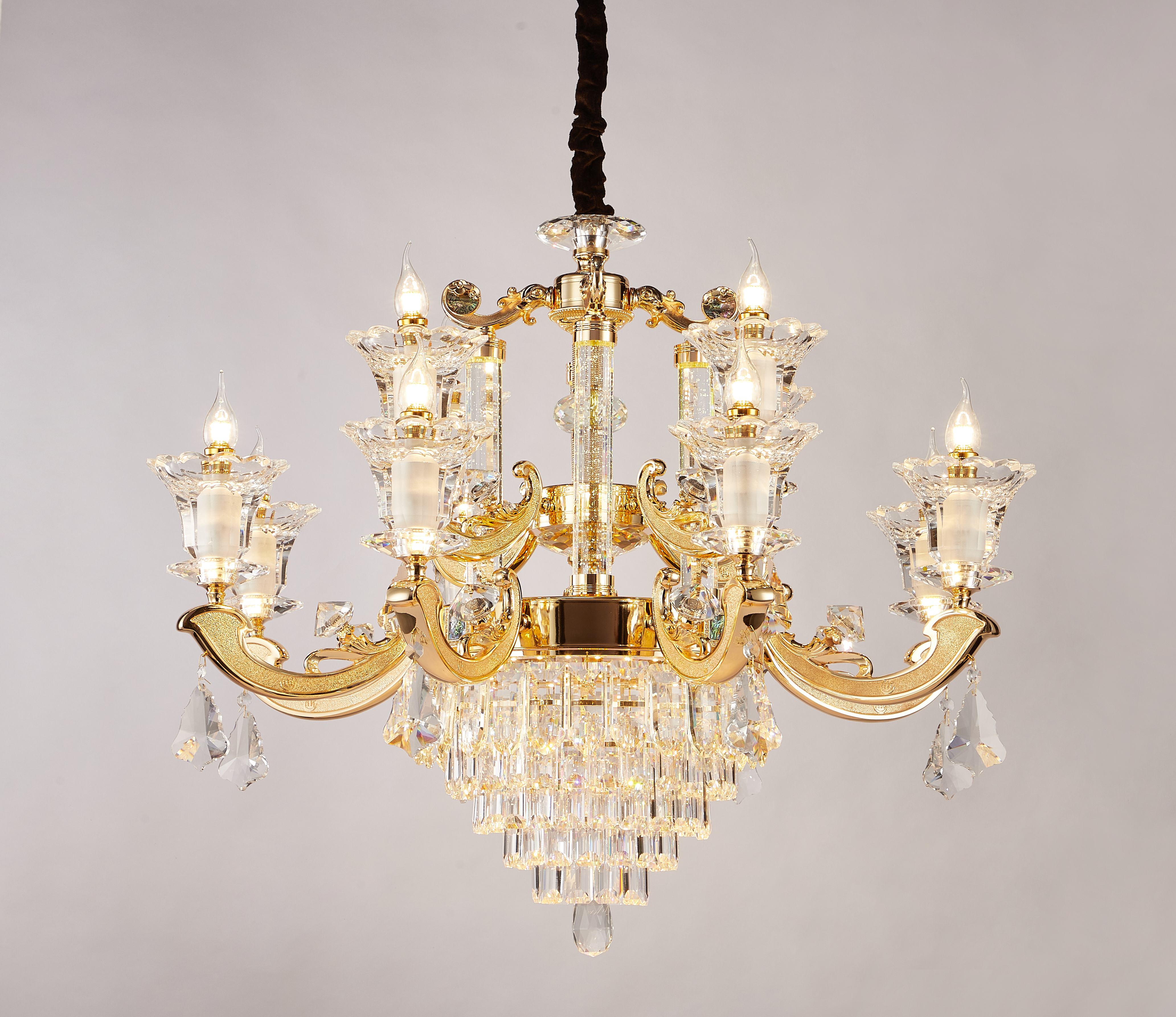 Gold Brass Crystal Chandelier for Villa & Hotel Lobby