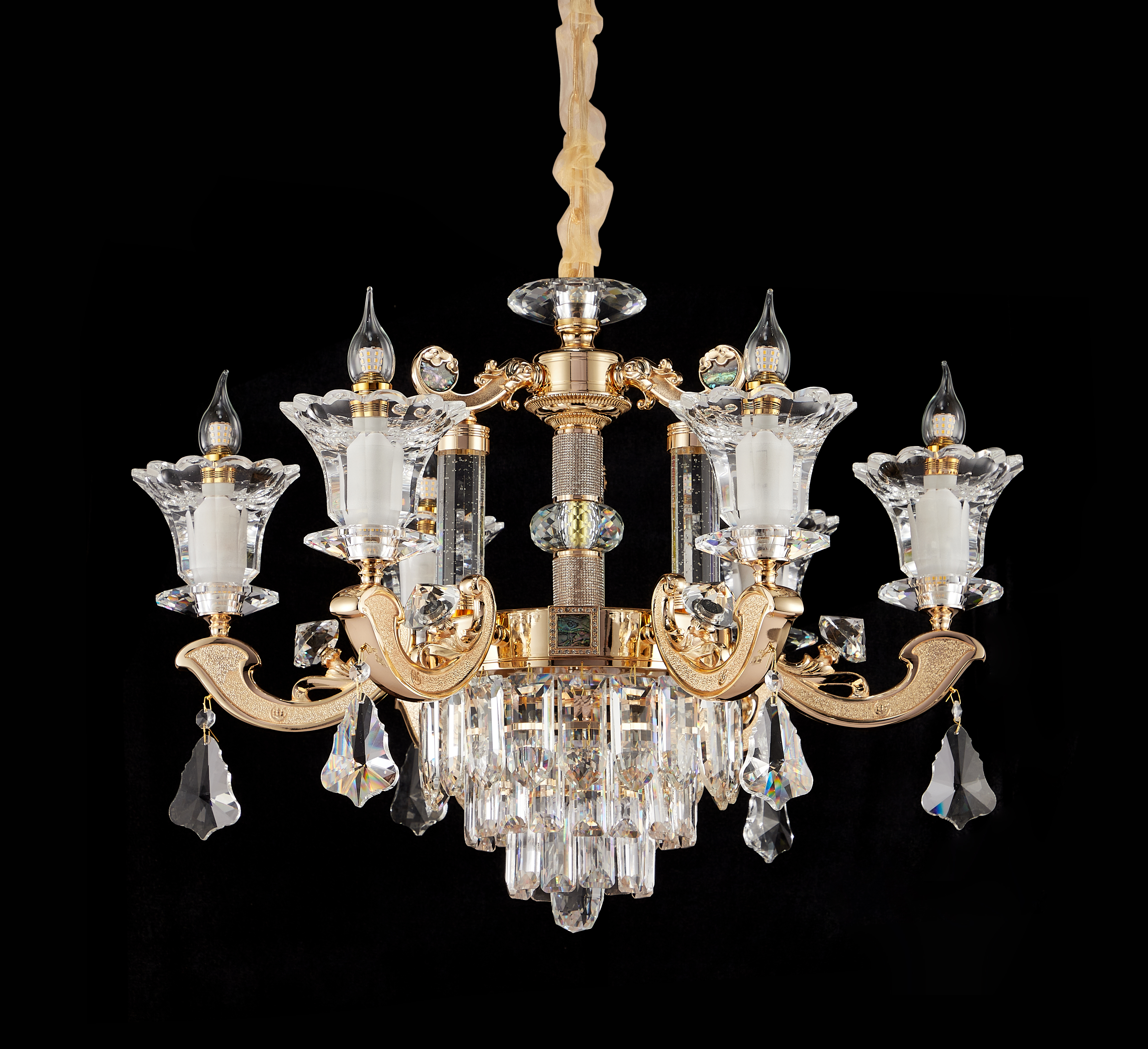 Gold Brass Crystal Chandelier for Villa & Hotel Lobby