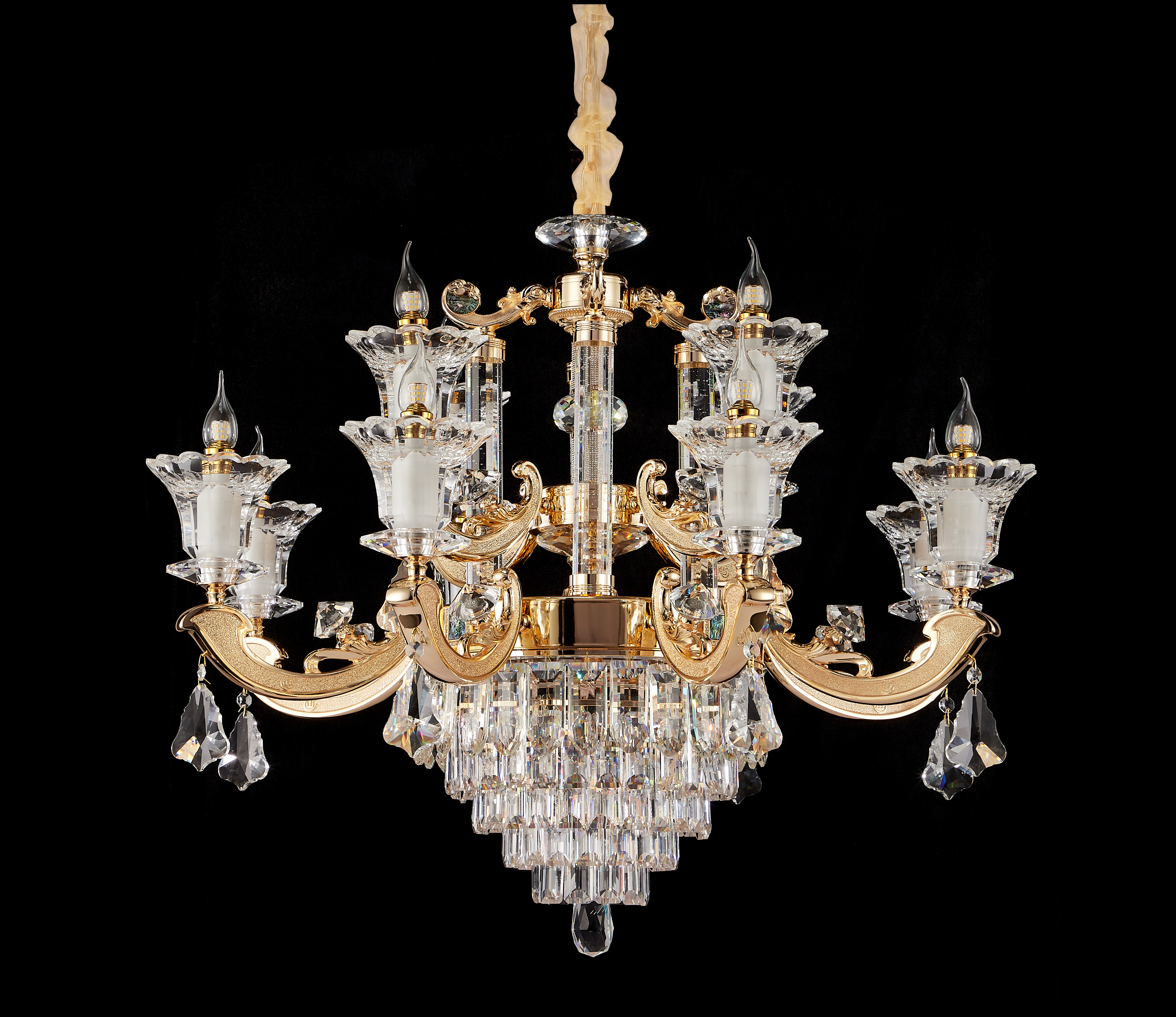 Gold Brass Crystal Chandelier for Villa & Hotel Lobby