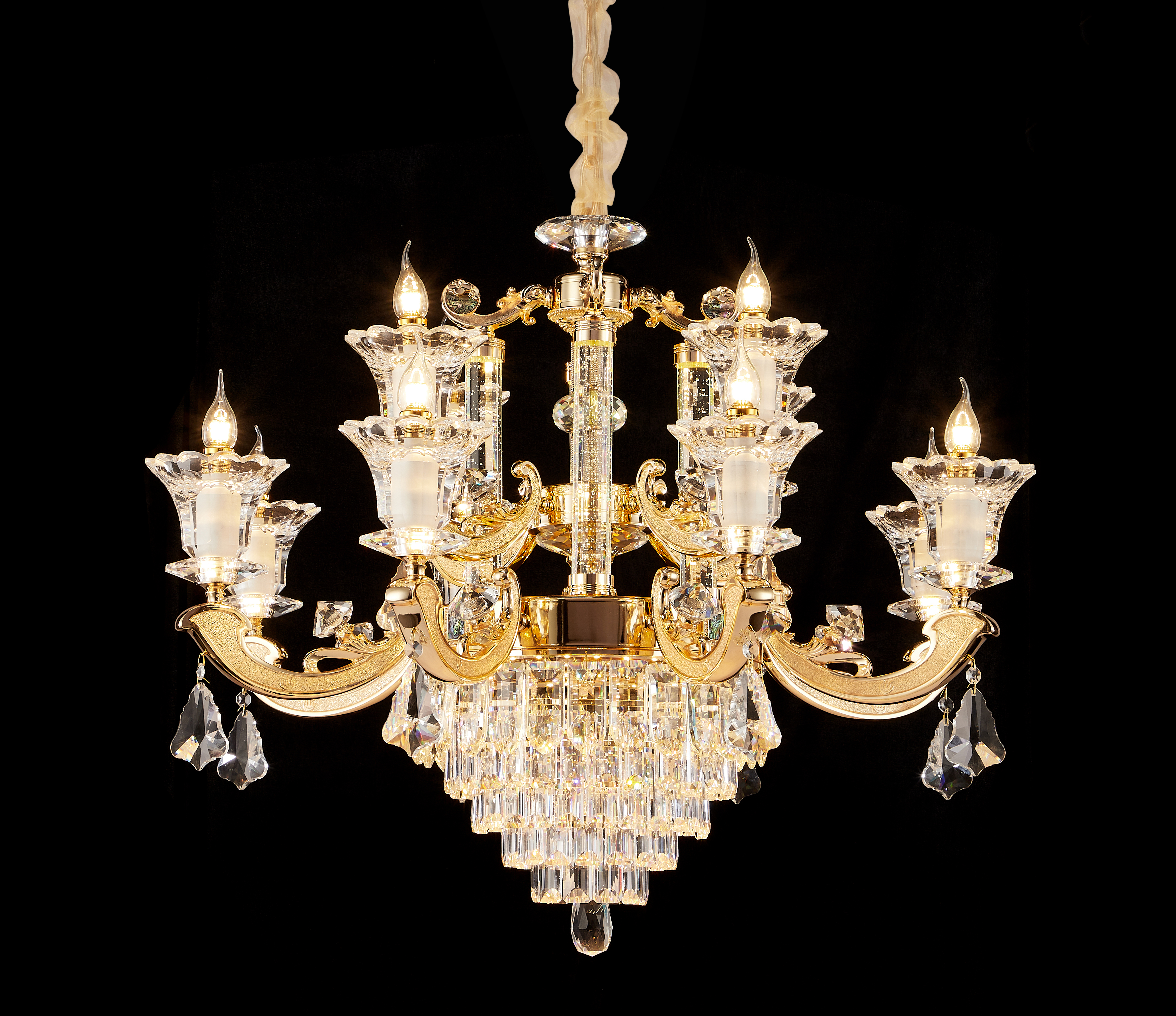 Gold Brass Crystal Chandelier for Villa & Hotel Lobby