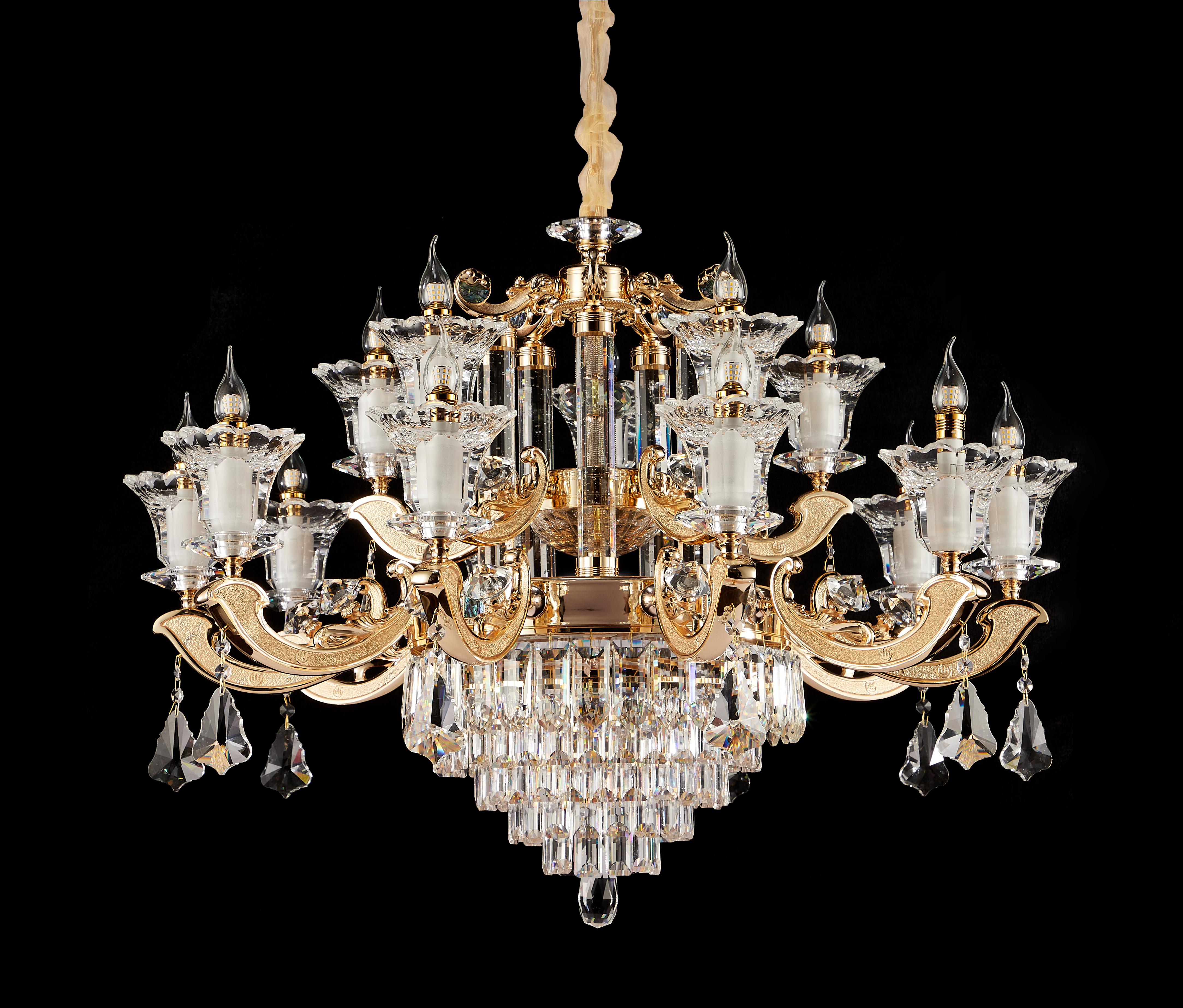 Gold Brass Crystal Chandelier for Villa & Hotel Lobby