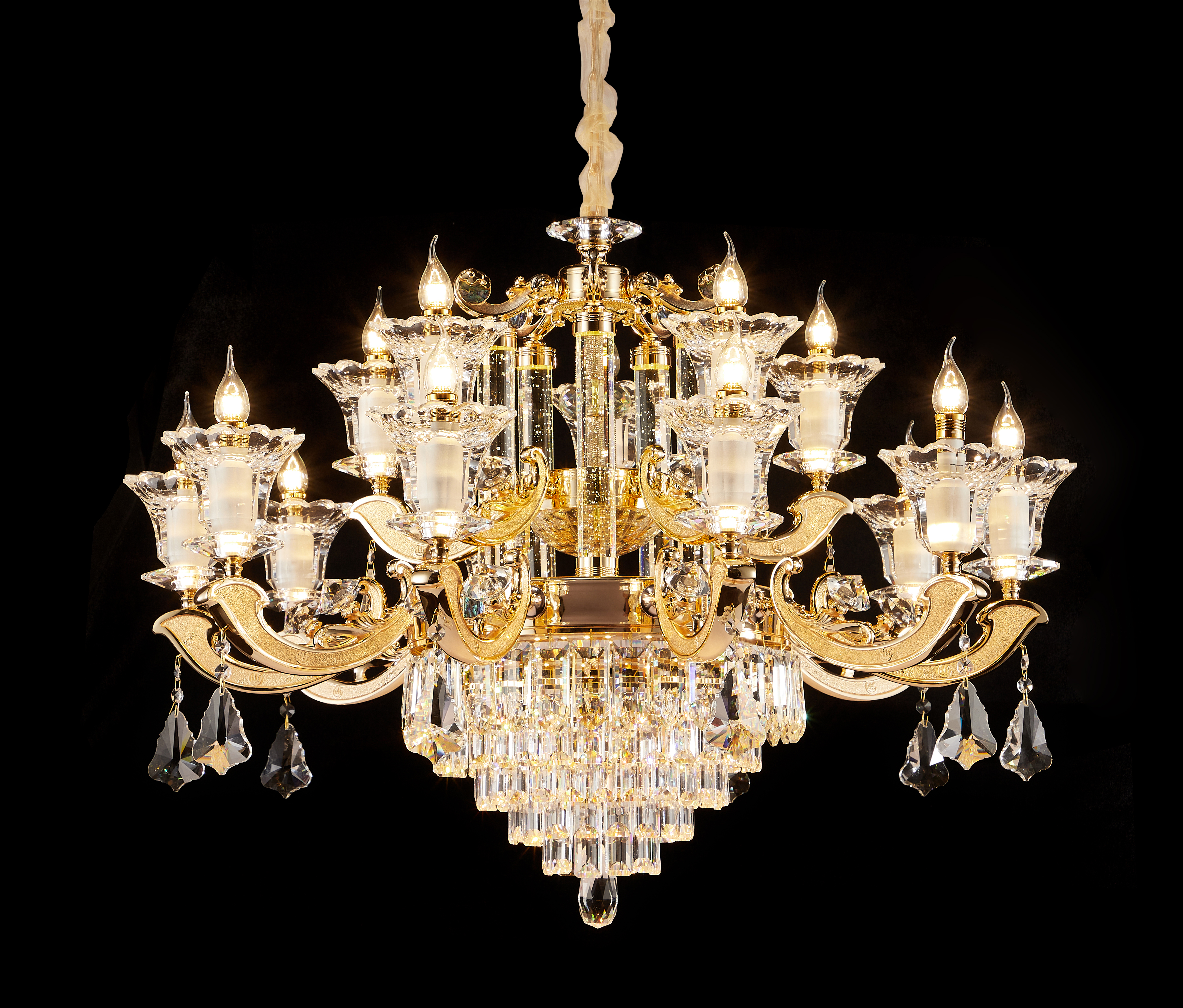 Gold Brass Crystal Chandelier for Villa & Hotel Lobby