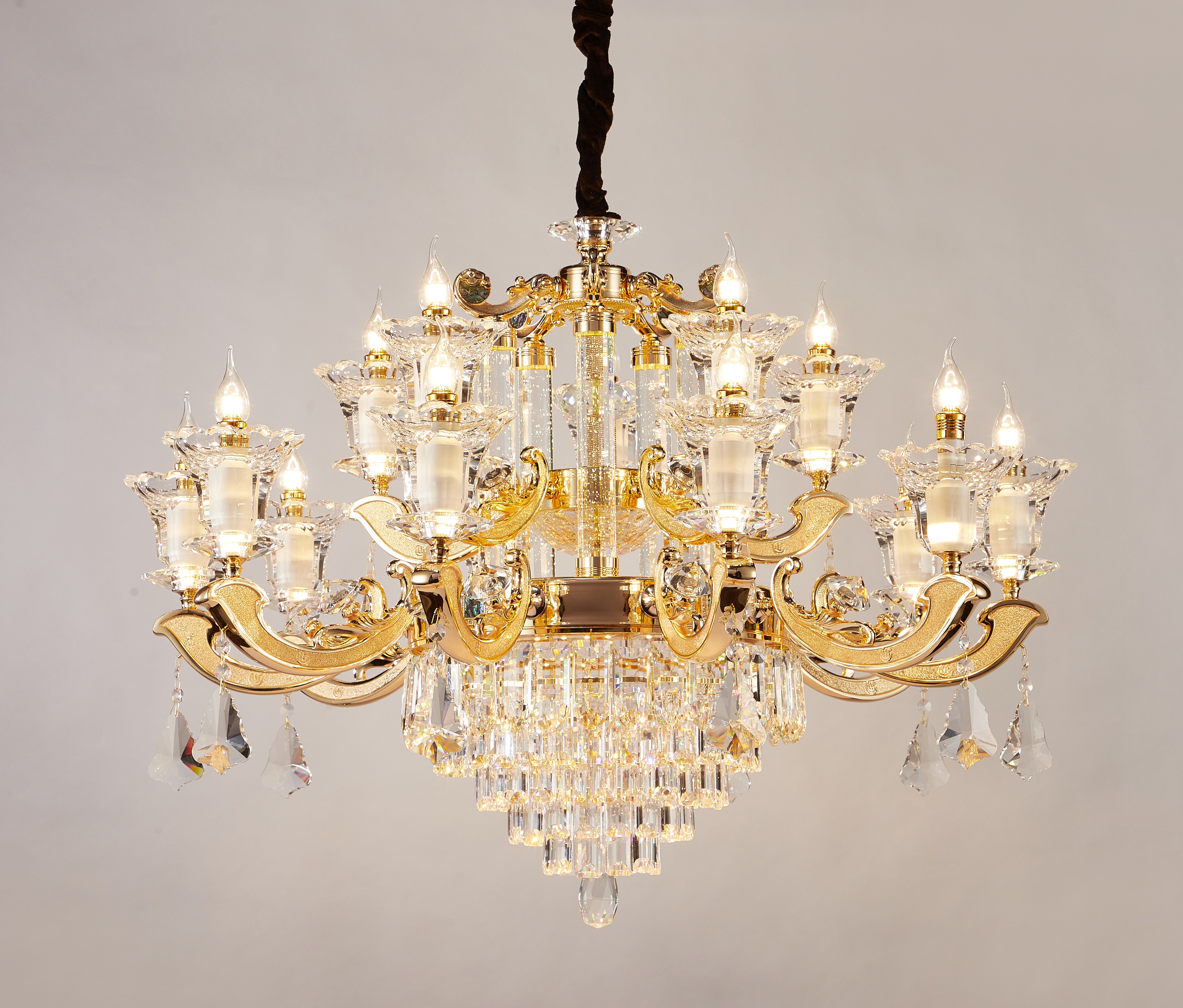 Gold Brass Crystal Chandelier for Villa & Hotel Lobby