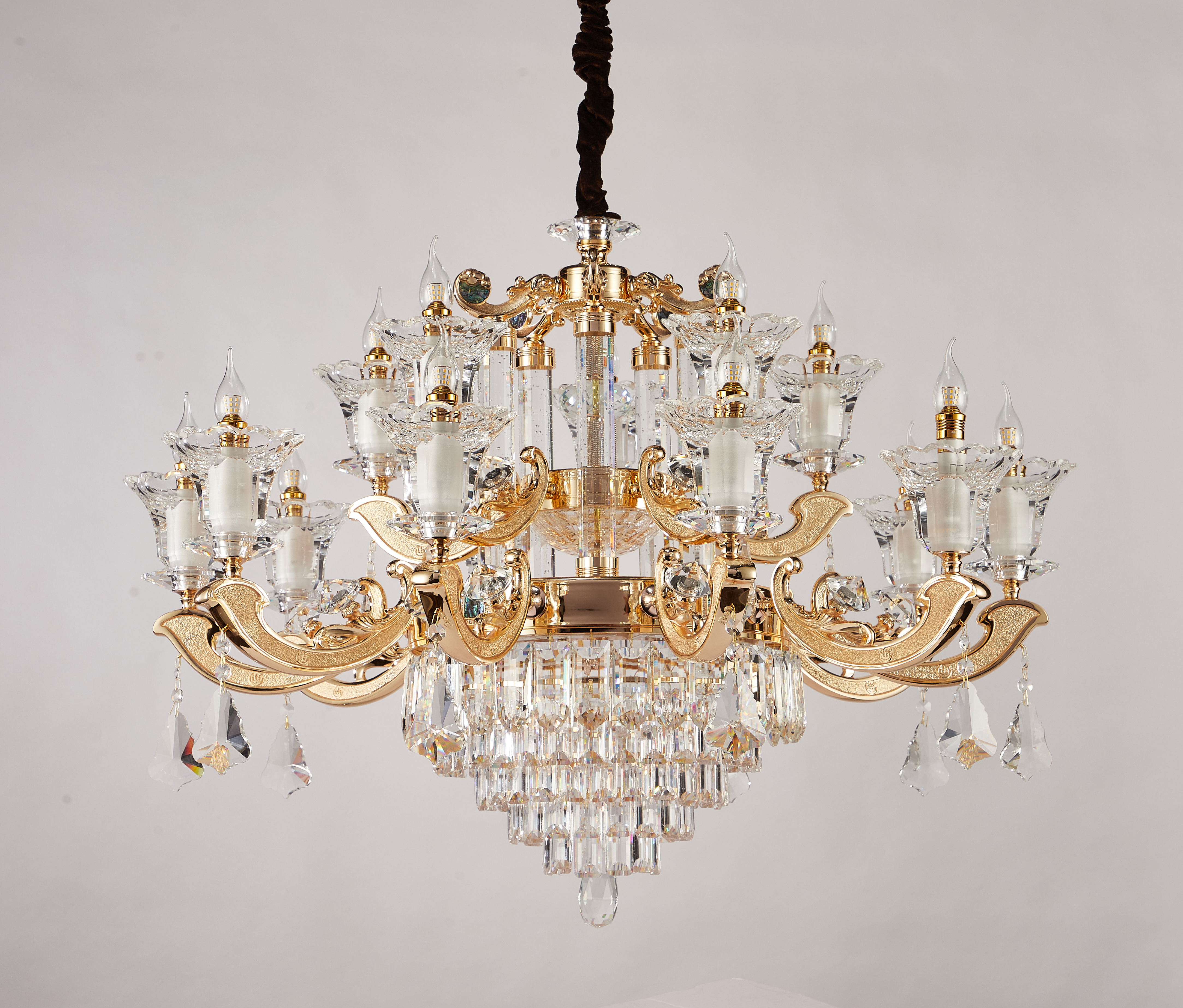 Gold Brass Crystal Chandelier for Villa & Hotel Lobby