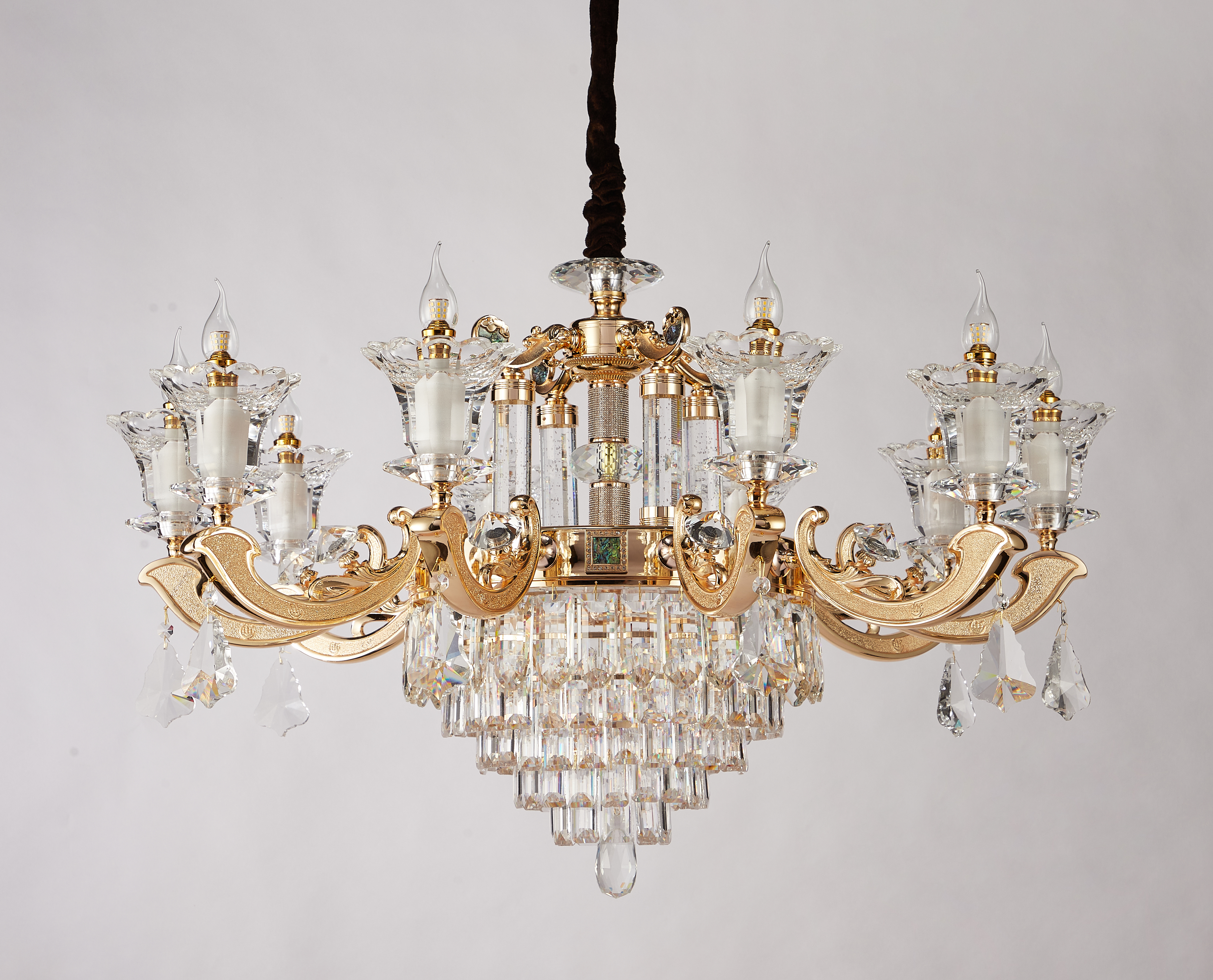 Gold Brass Crystal Chandelier for Villa & Hotel Lobby