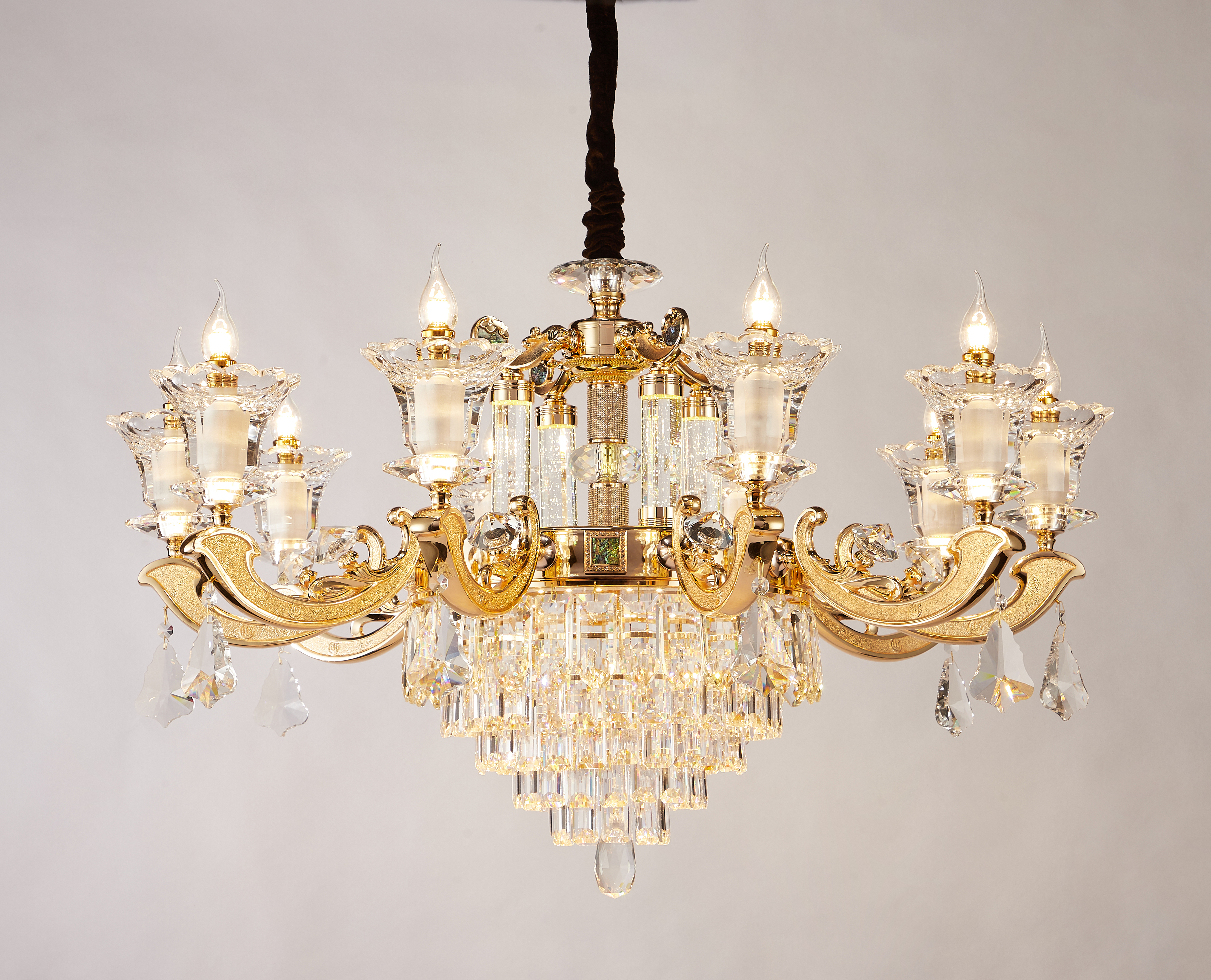 Gold Brass Crystal Chandelier for Villa & Hotel Lobby