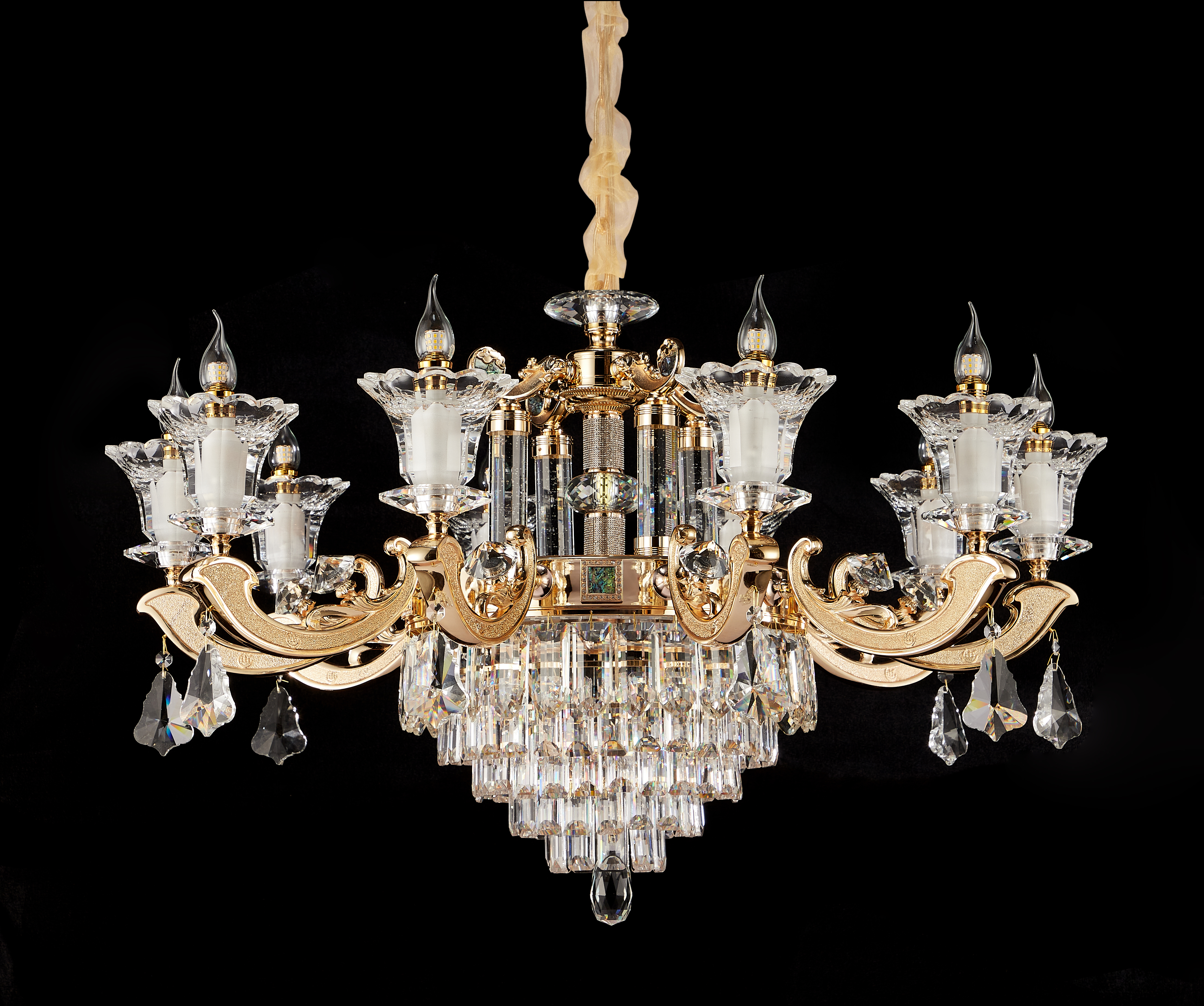 Gold Brass Crystal Chandelier for Villa & Hotel Lobby