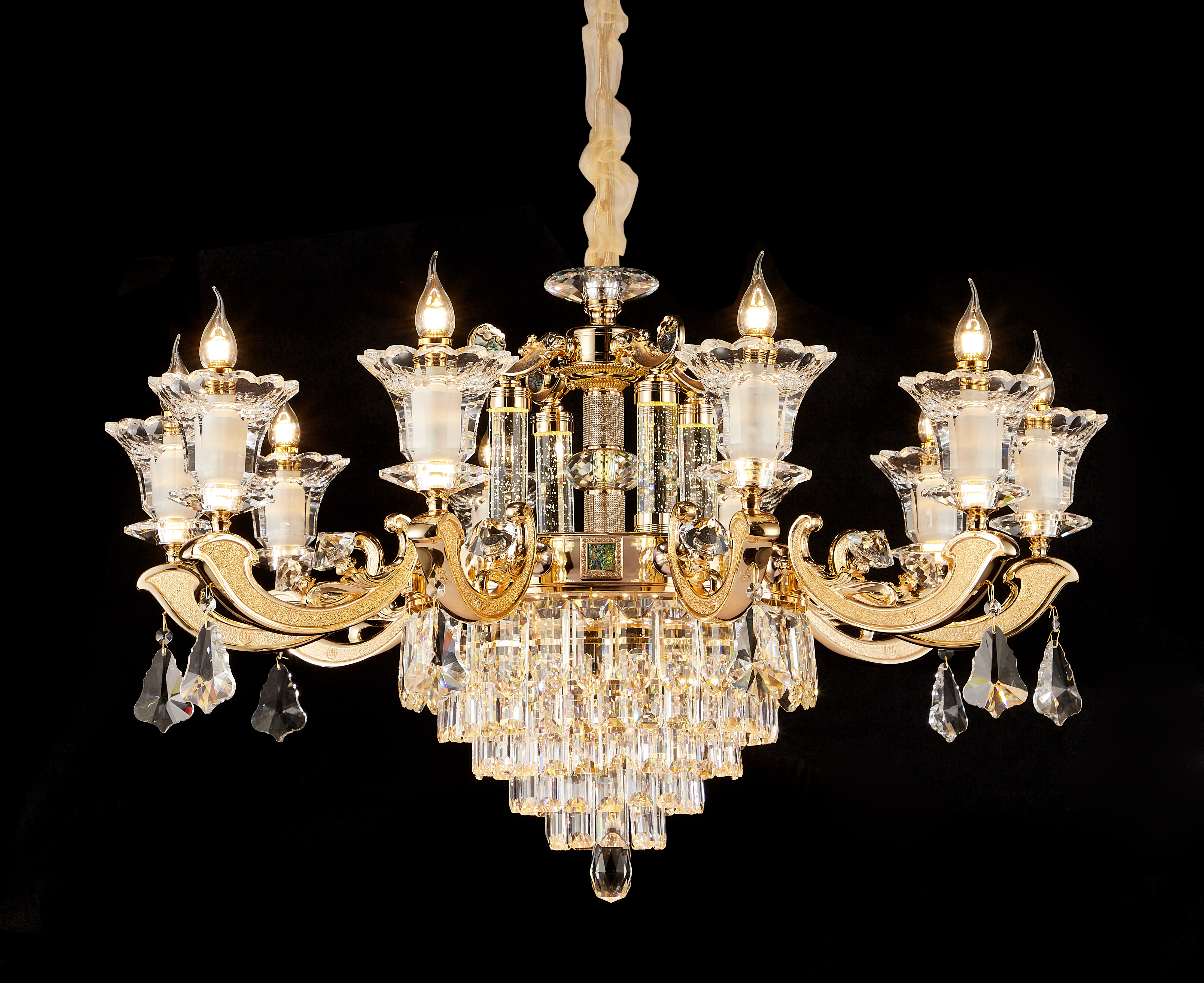 Gold Brass Crystal Chandelier for Villa & Hotel Lobby