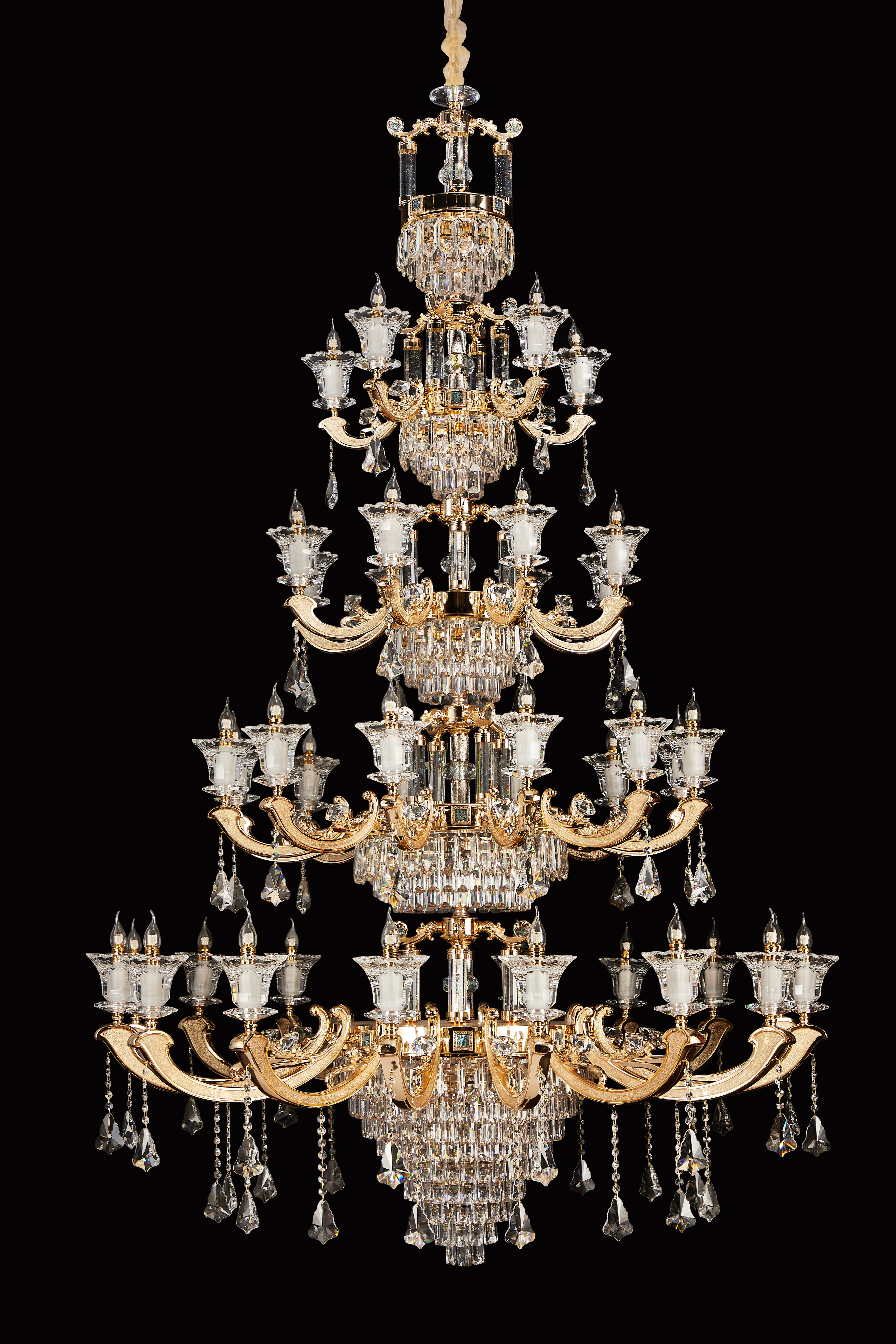 Gold Brass Crystal Chandelier for Villa & Hotel Lobby