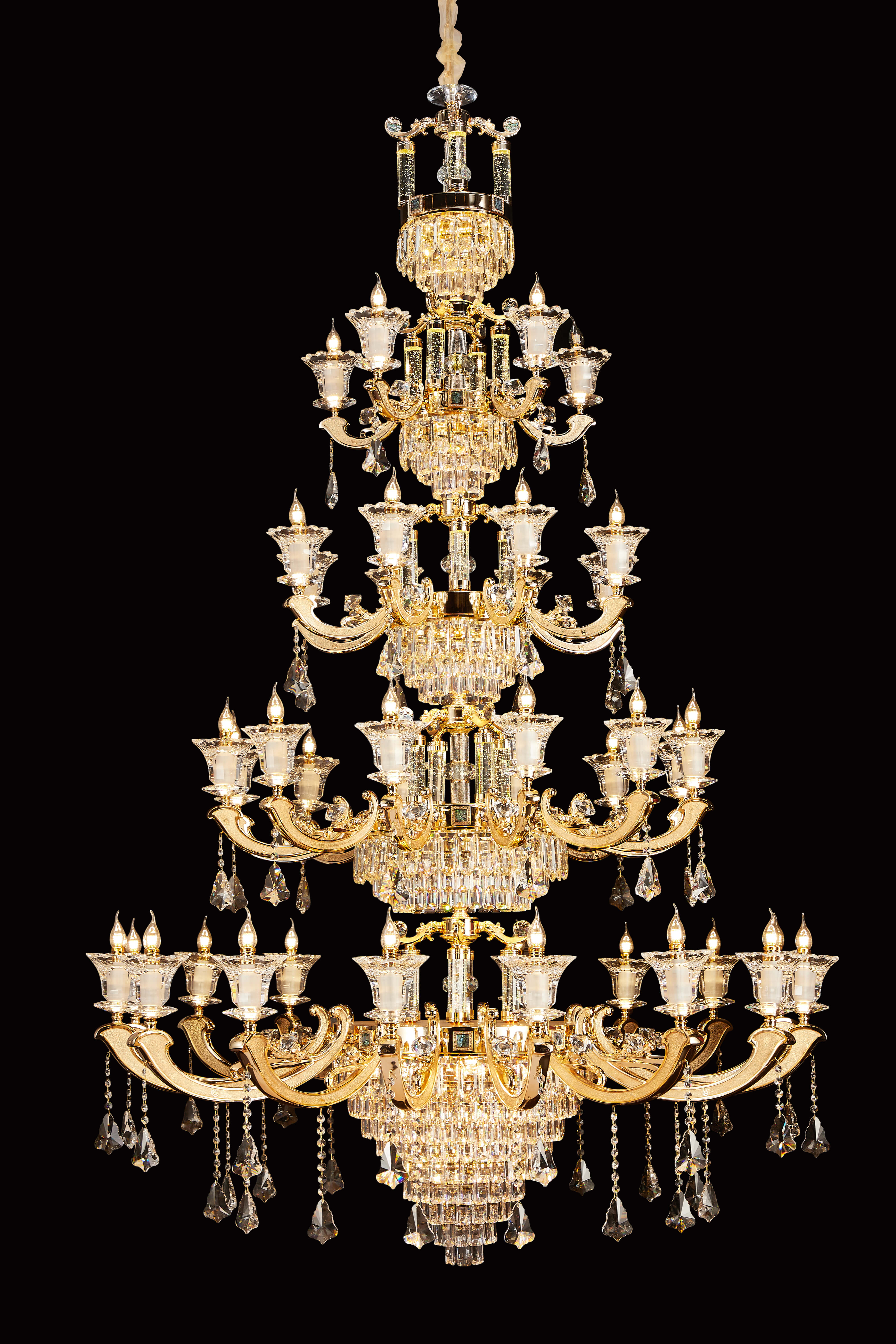 Gold Brass Crystal Chandelier for Villa & Hotel Lobby