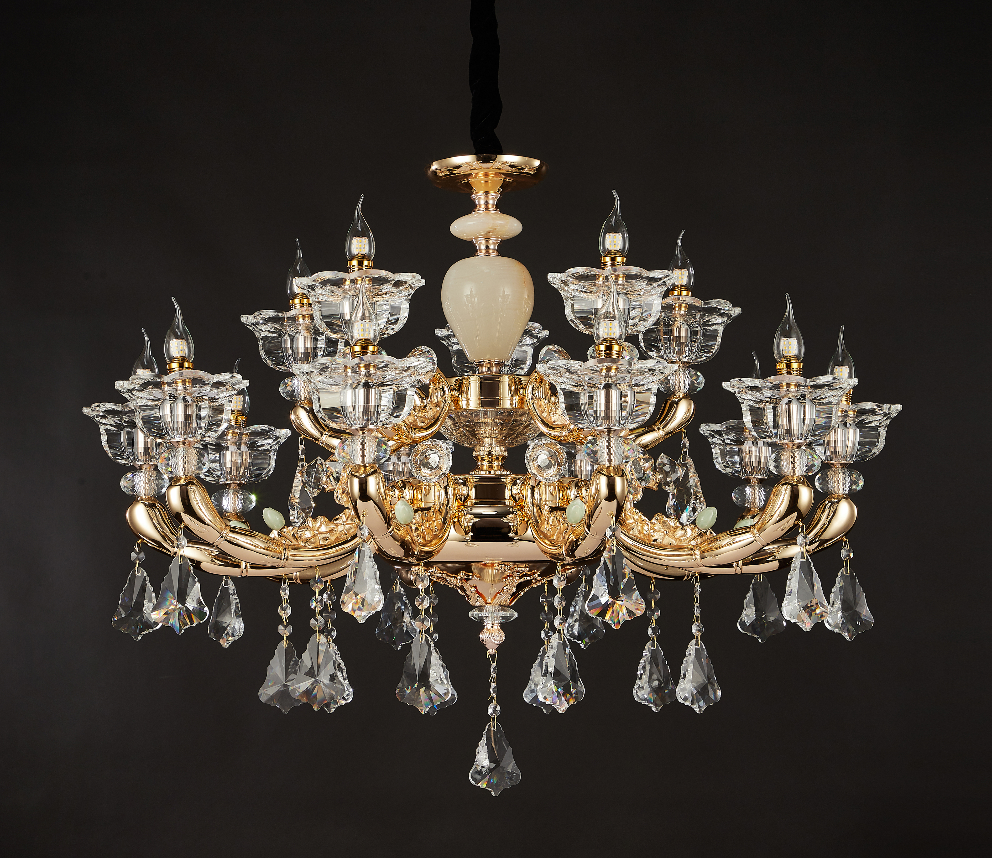 French Brass Crystal Chandelier for Villa & Hotel Lobby
