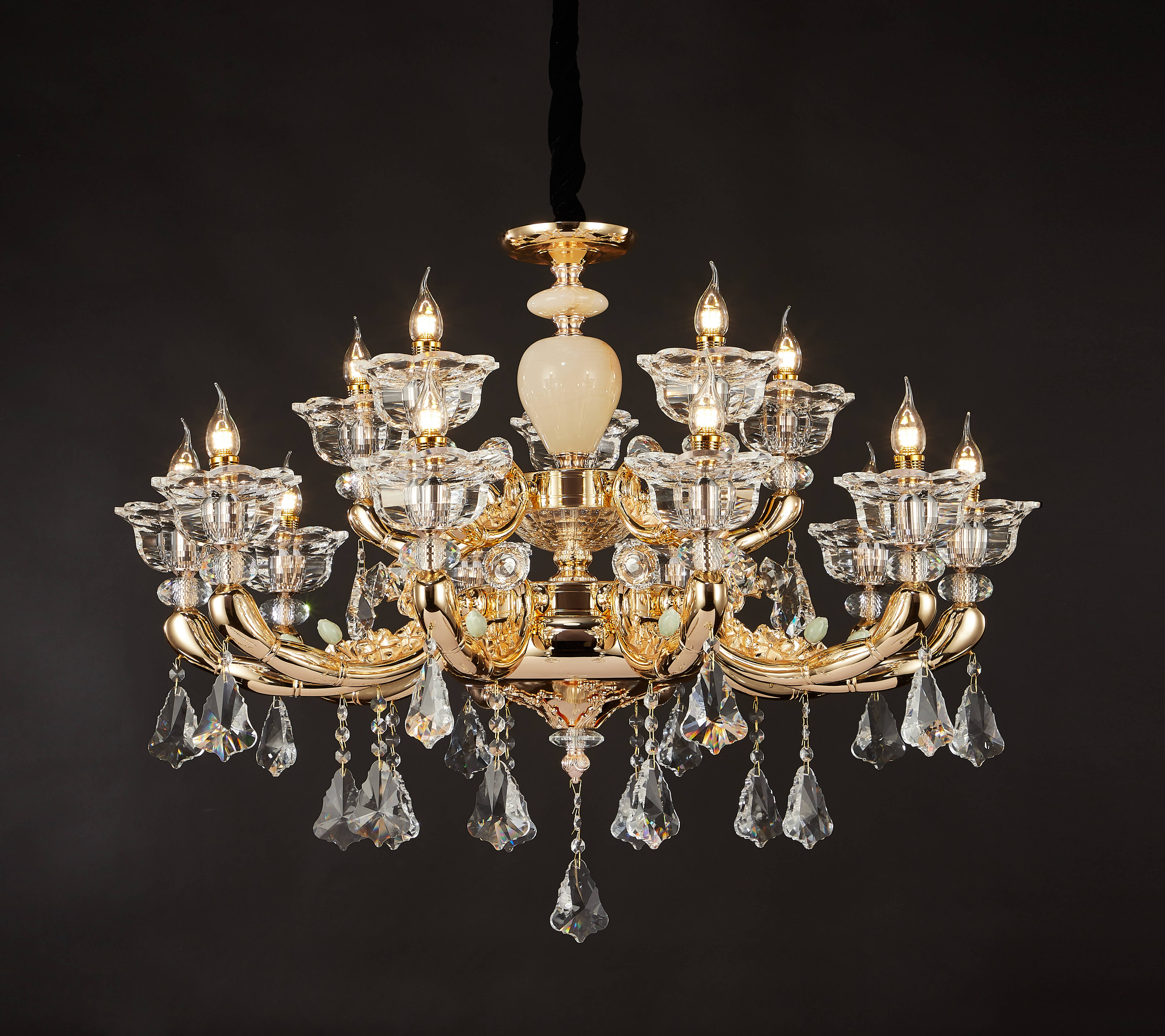 French Brass Crystal Chandelier for Villa & Hotel Lobby