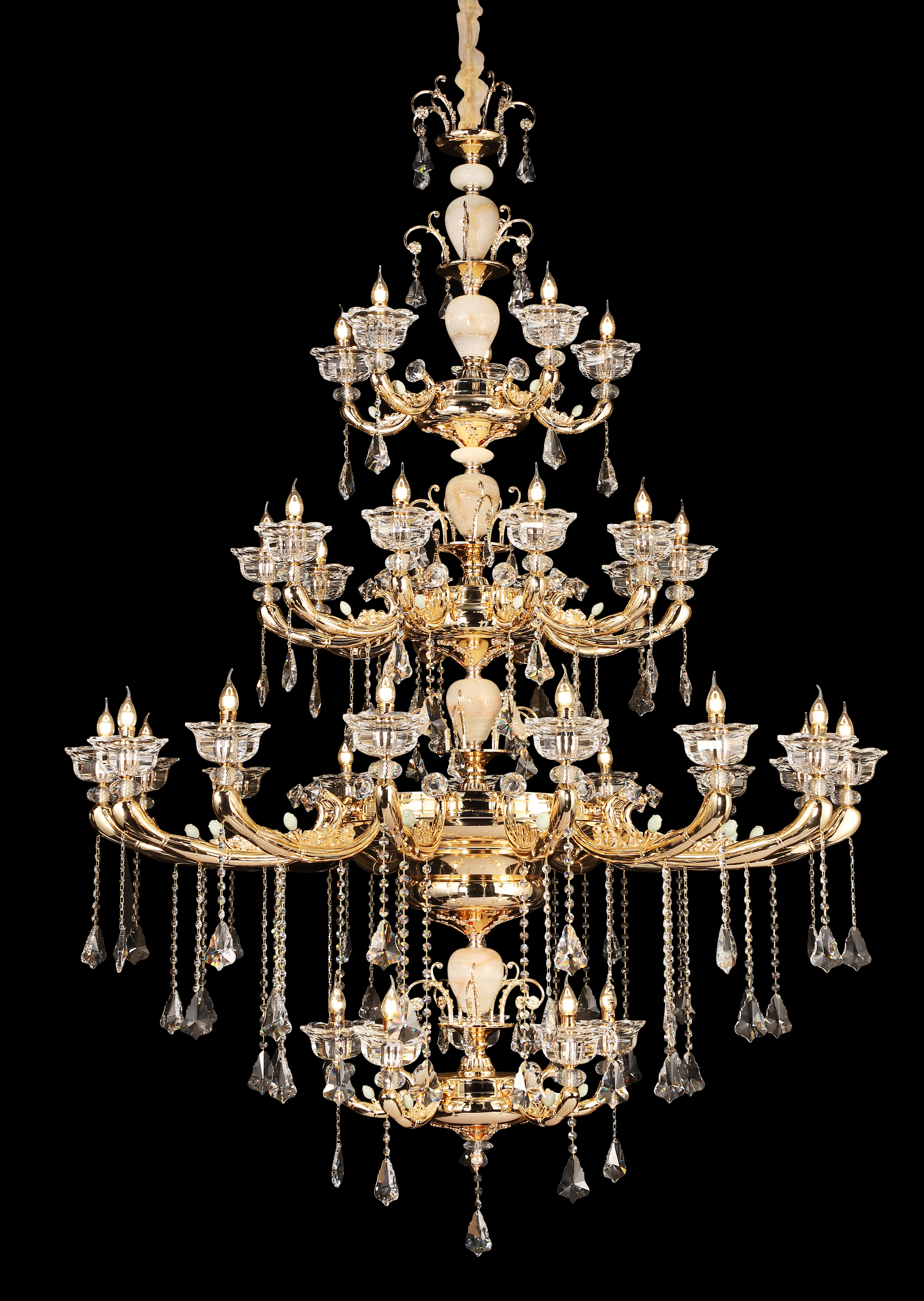 French Brass Crystal Chandelier for Villa & Hotel Lobby