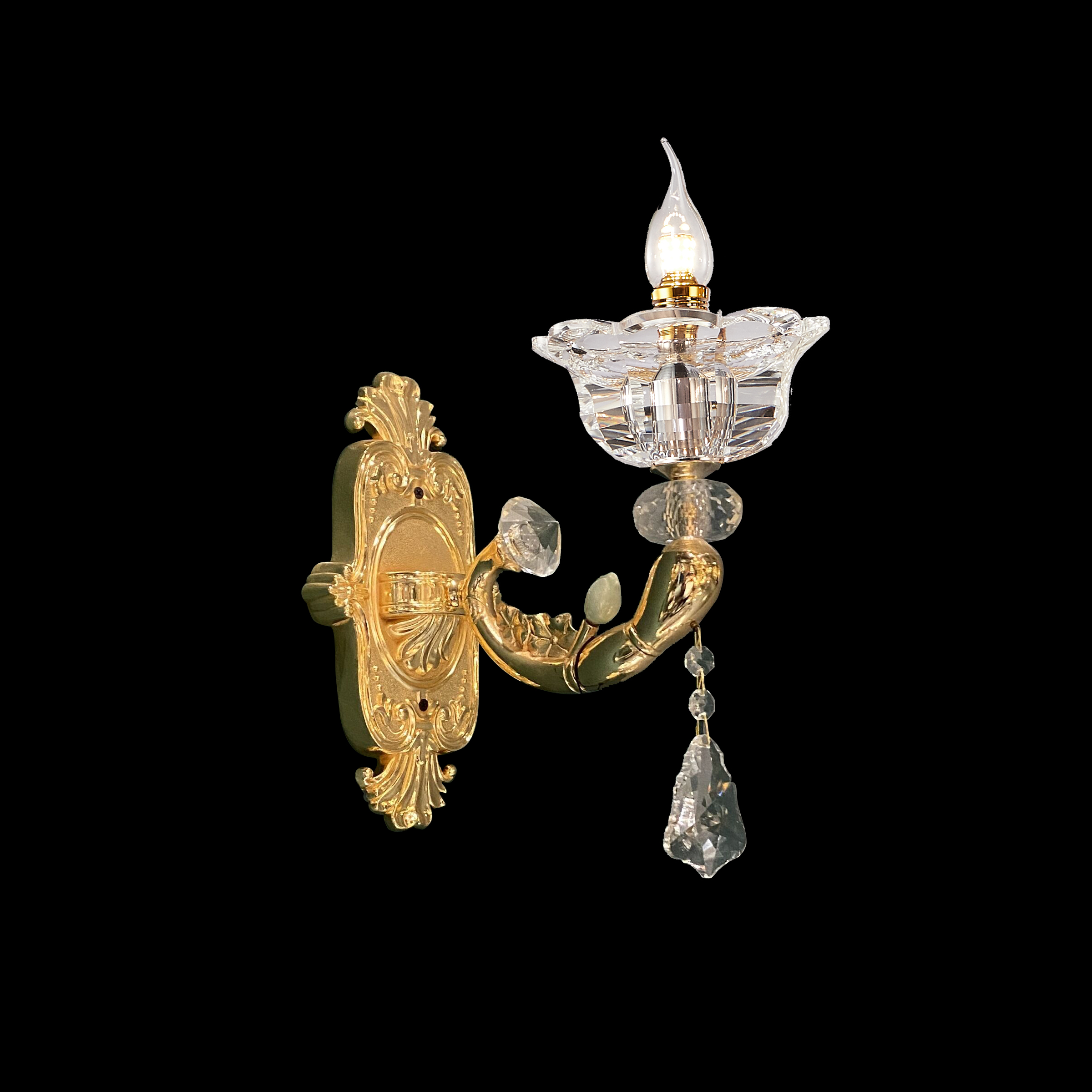 1 light brass golden wall sconce