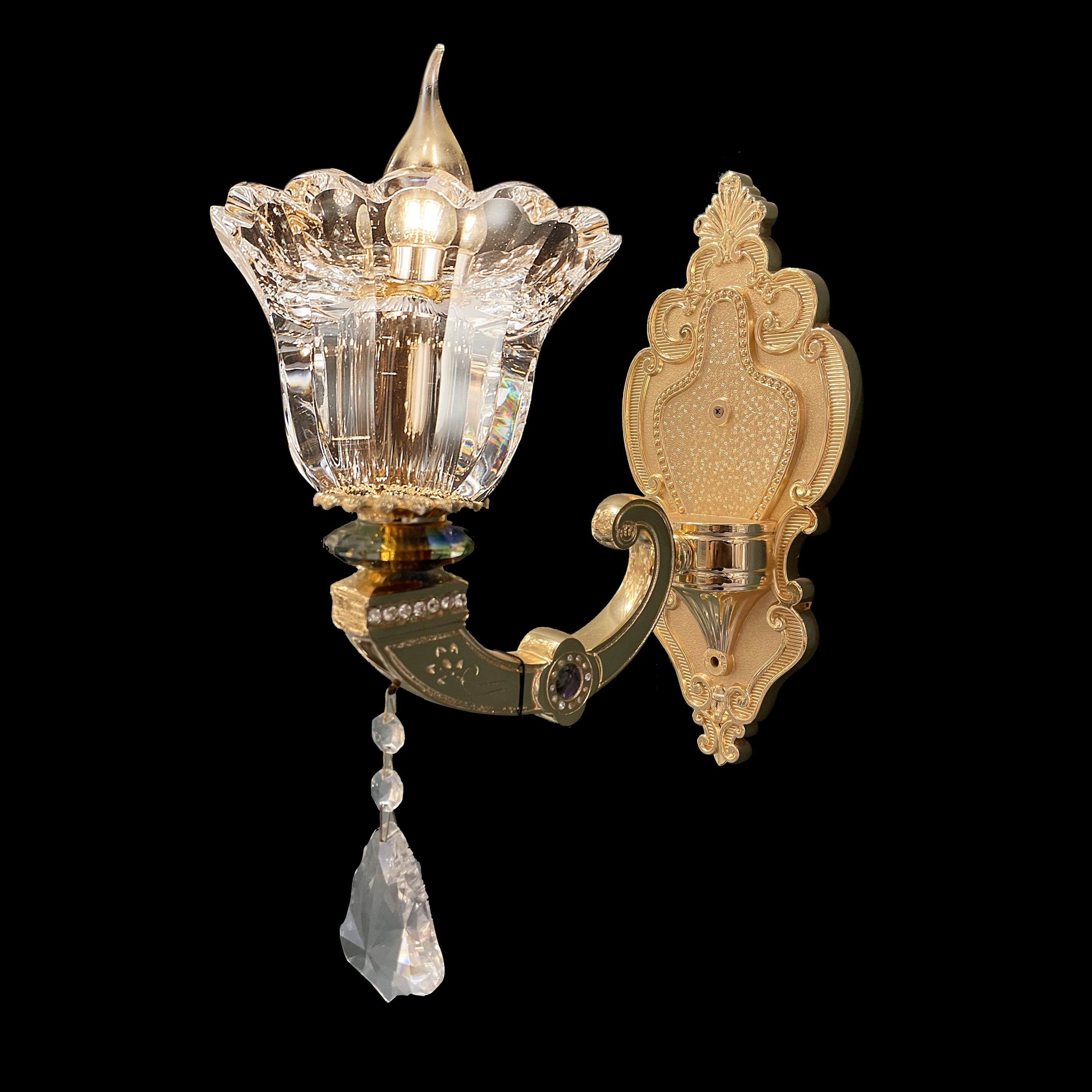 1 light brass golden wall sconce