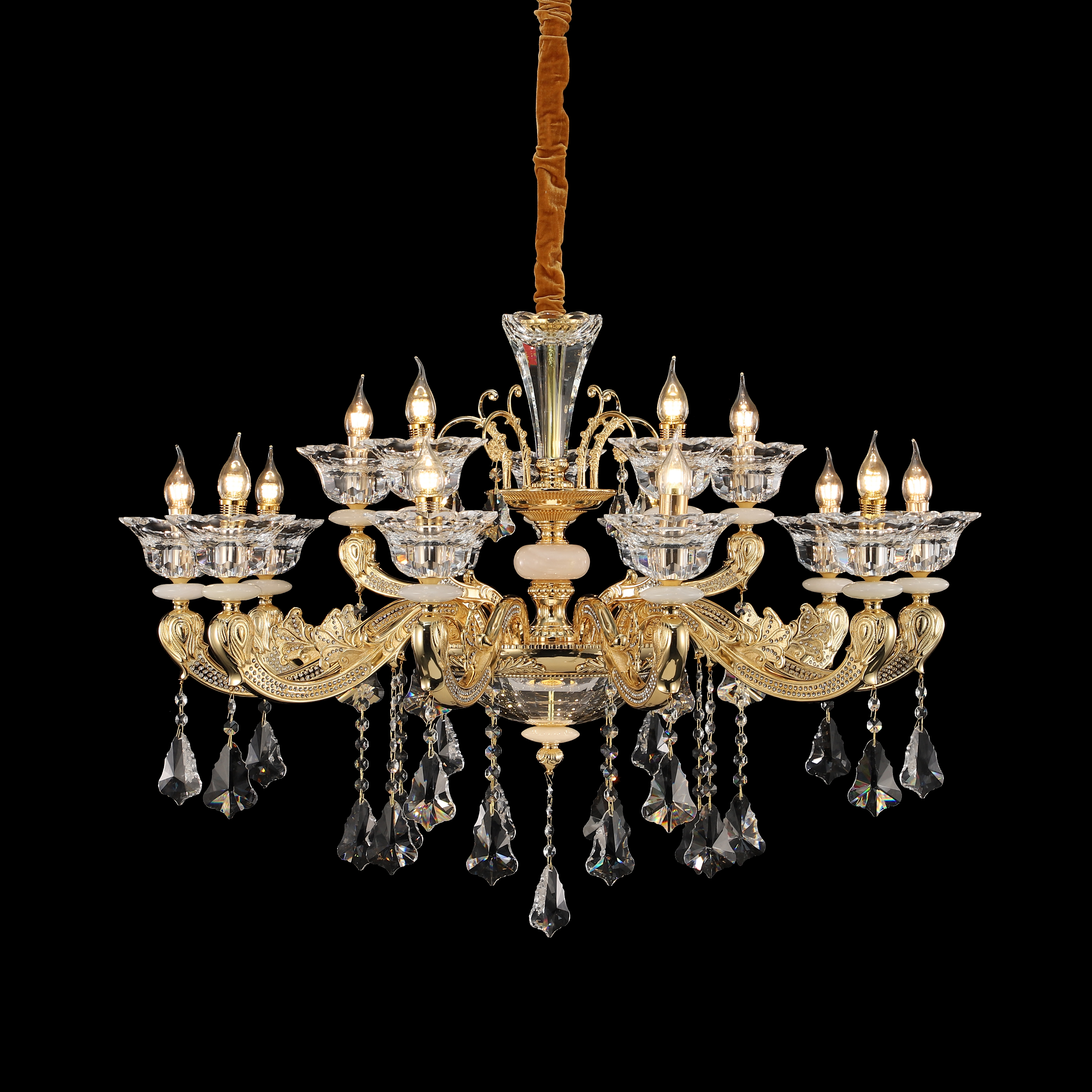 French Gold Brass Crystal Chandelier for Villa & Hotel