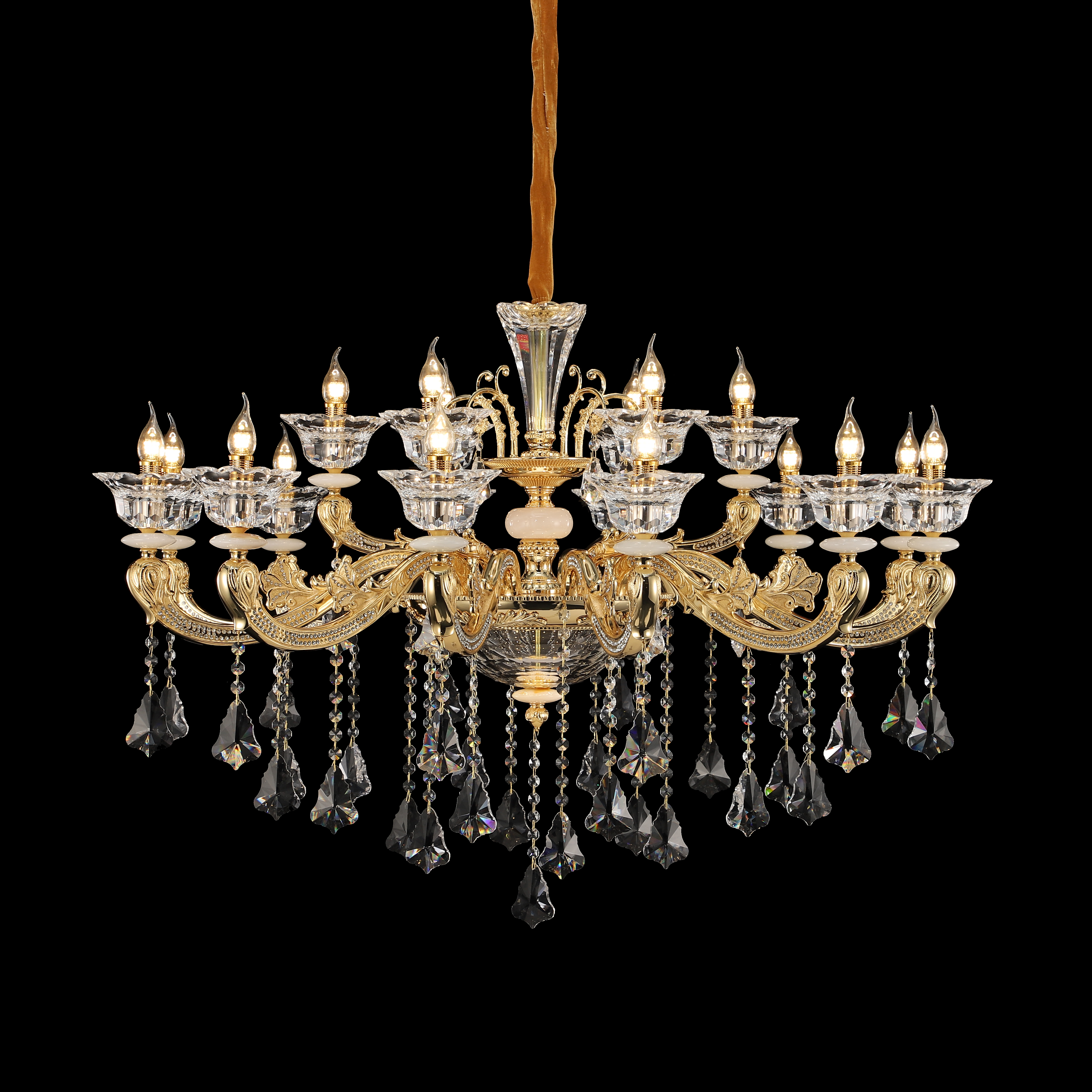 French Gold Brass Crystal Chandelier for Villa & Hotel