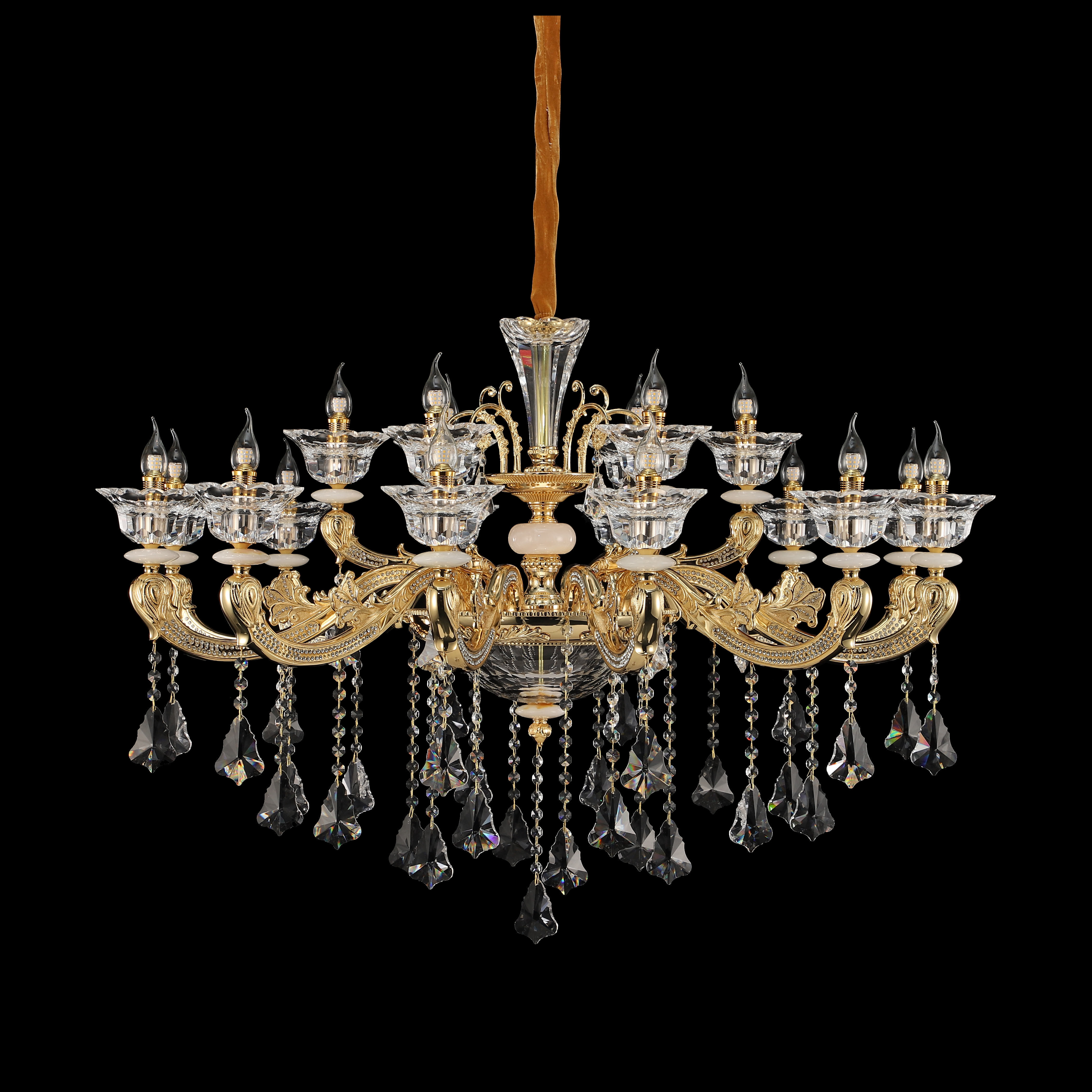 French Gold Brass Crystal Chandelier for Villa & Hotel