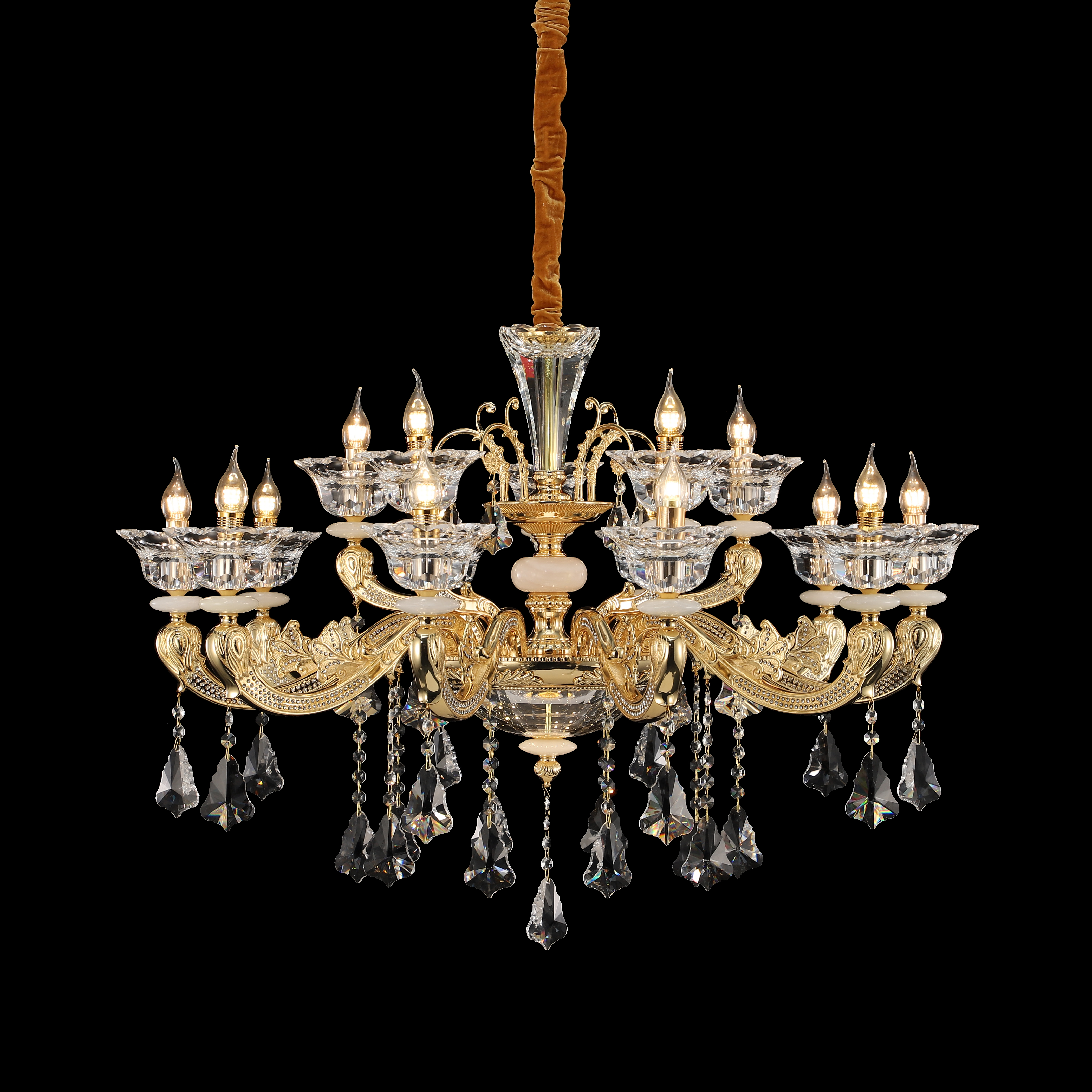 French Gold Brass Crystal Chandelier for Villa & Hotel