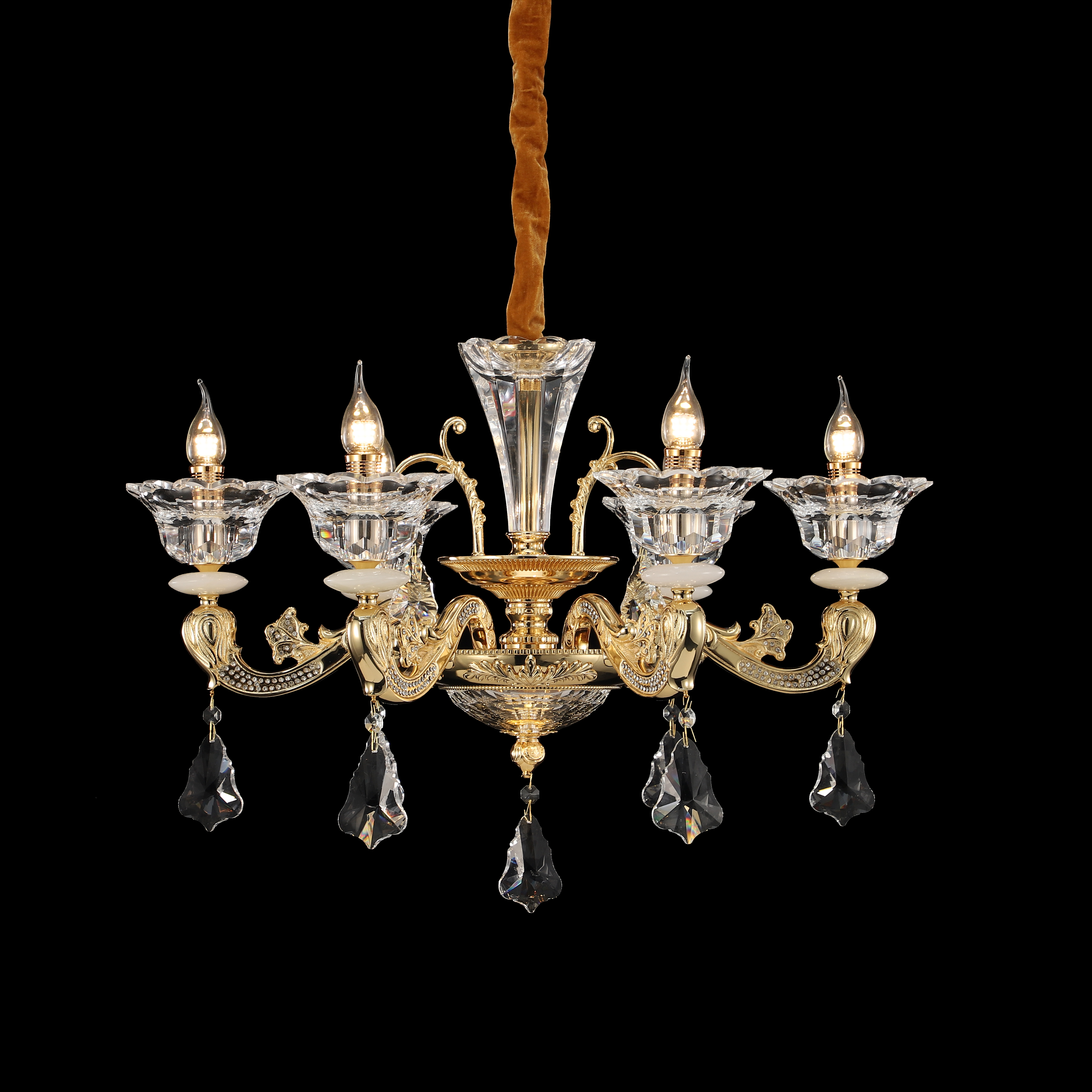 French Gold Brass Crystal Chandelier for Villa & Hotel