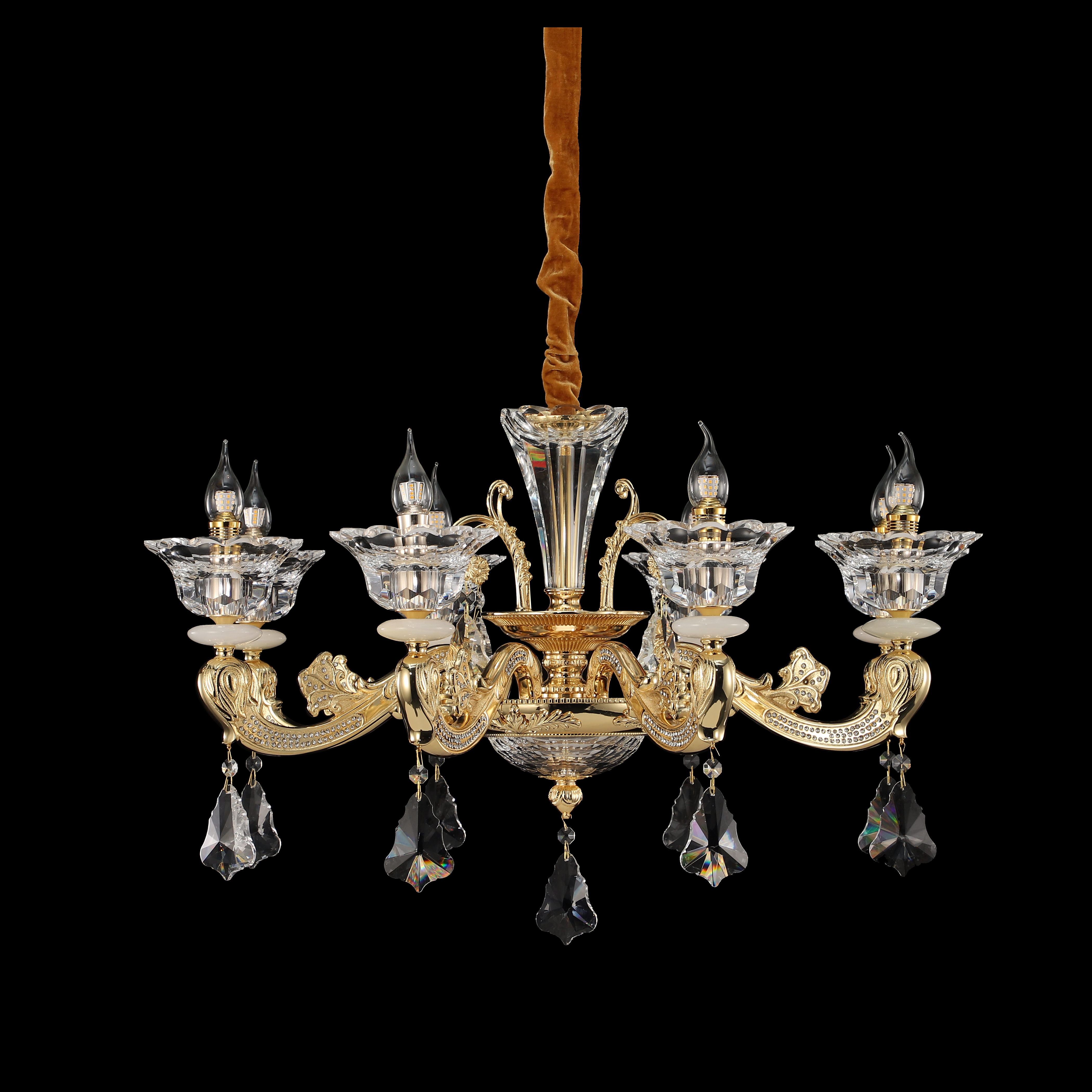 French Gold Brass Crystal Chandelier for Villa & Hotel