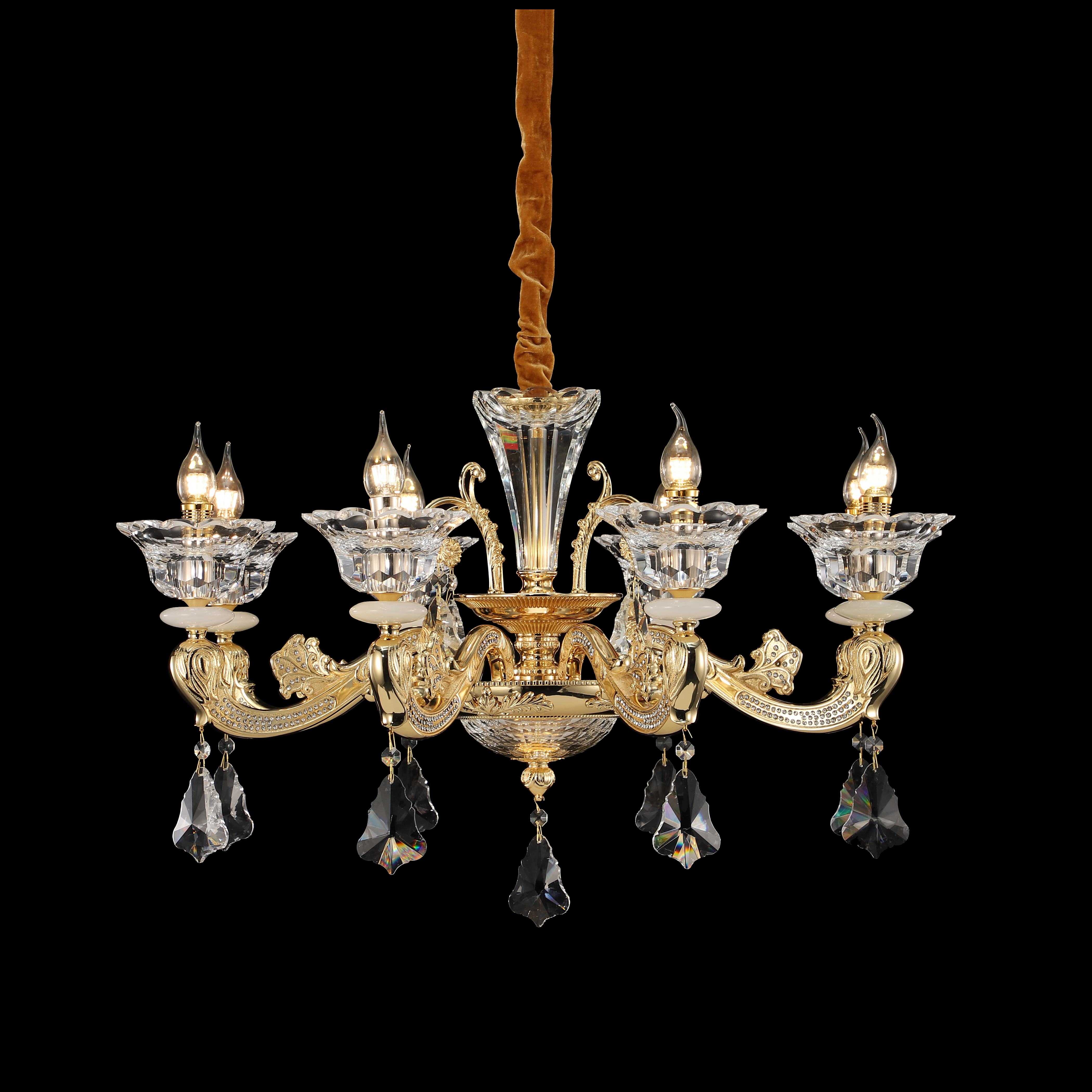 French Gold Brass Crystal Chandelier for Villa & Hotel