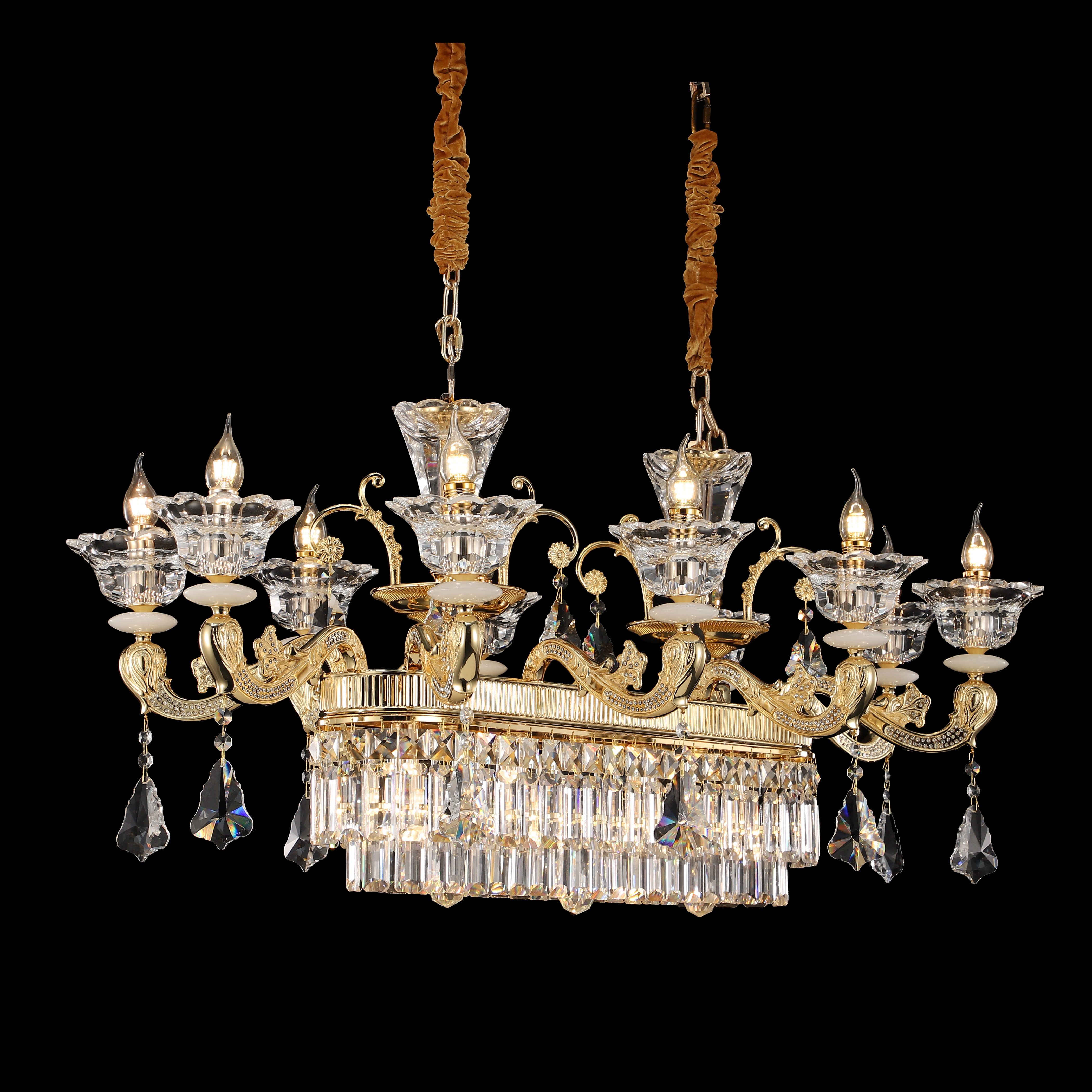 French Gold Brass Crystal Chandelier for Villa & Hotel