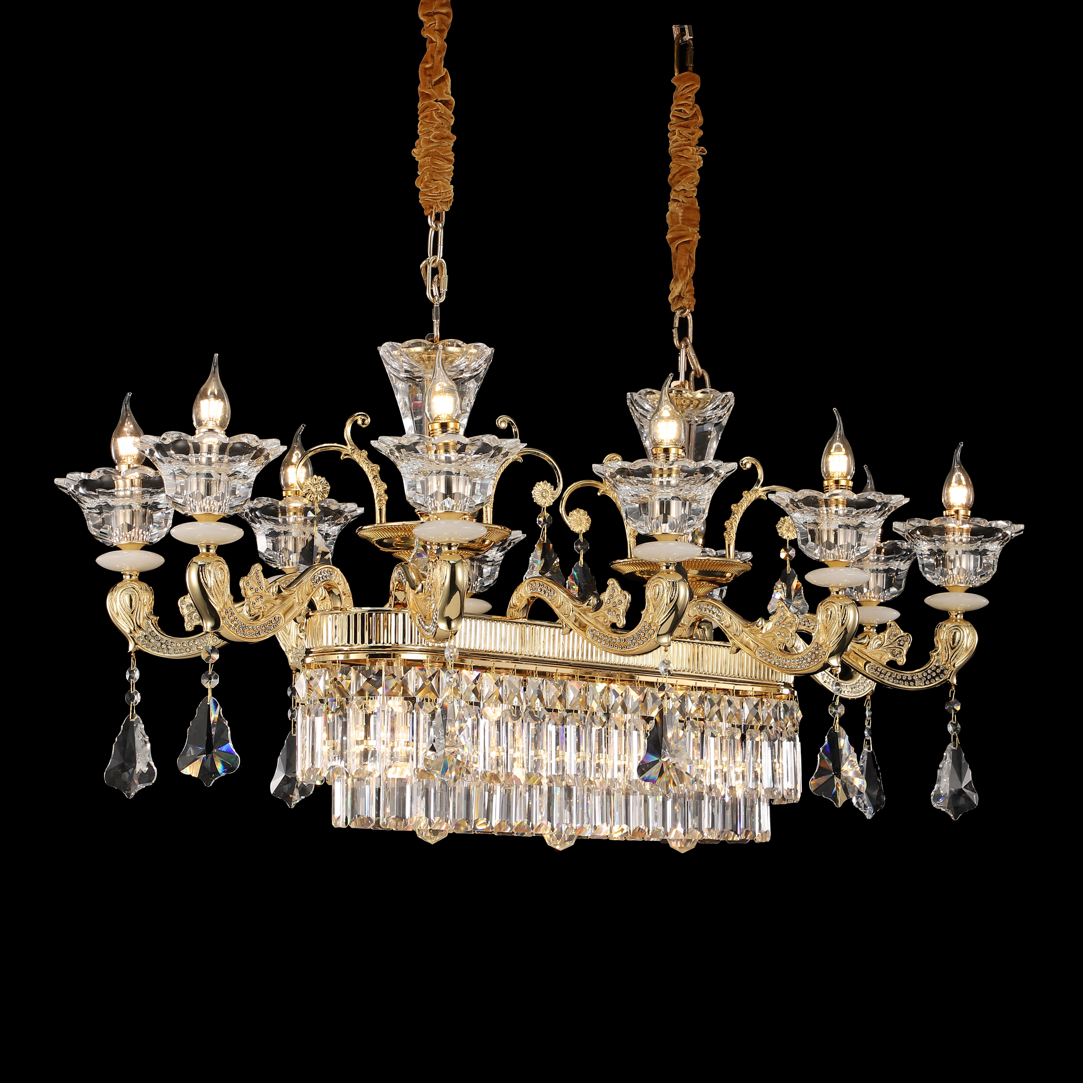 French Gold Brass Crystal Chandelier for Villa & Hotel
