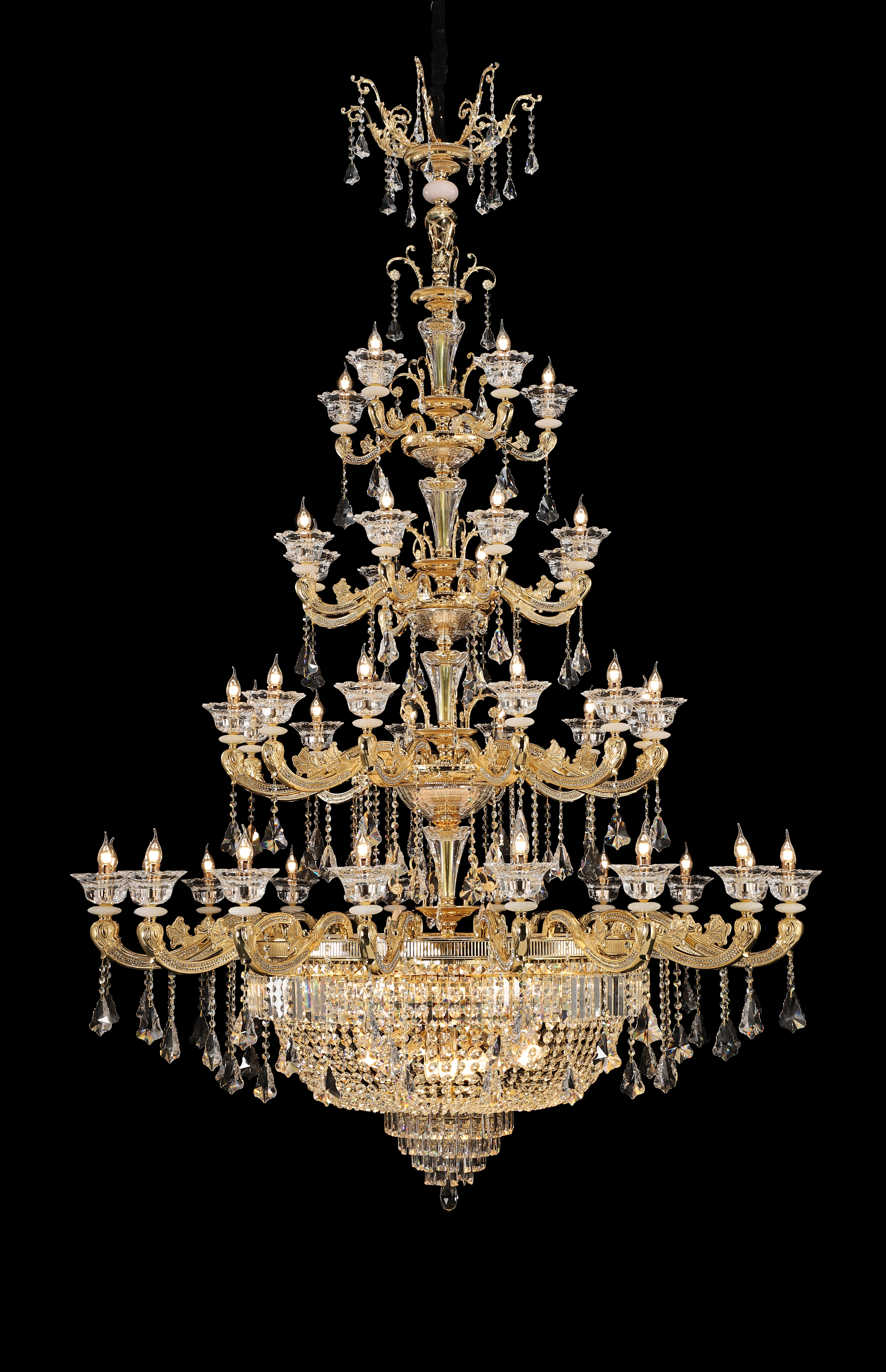 French Gold Brass Crystal Chandelier for Villa & Hotel