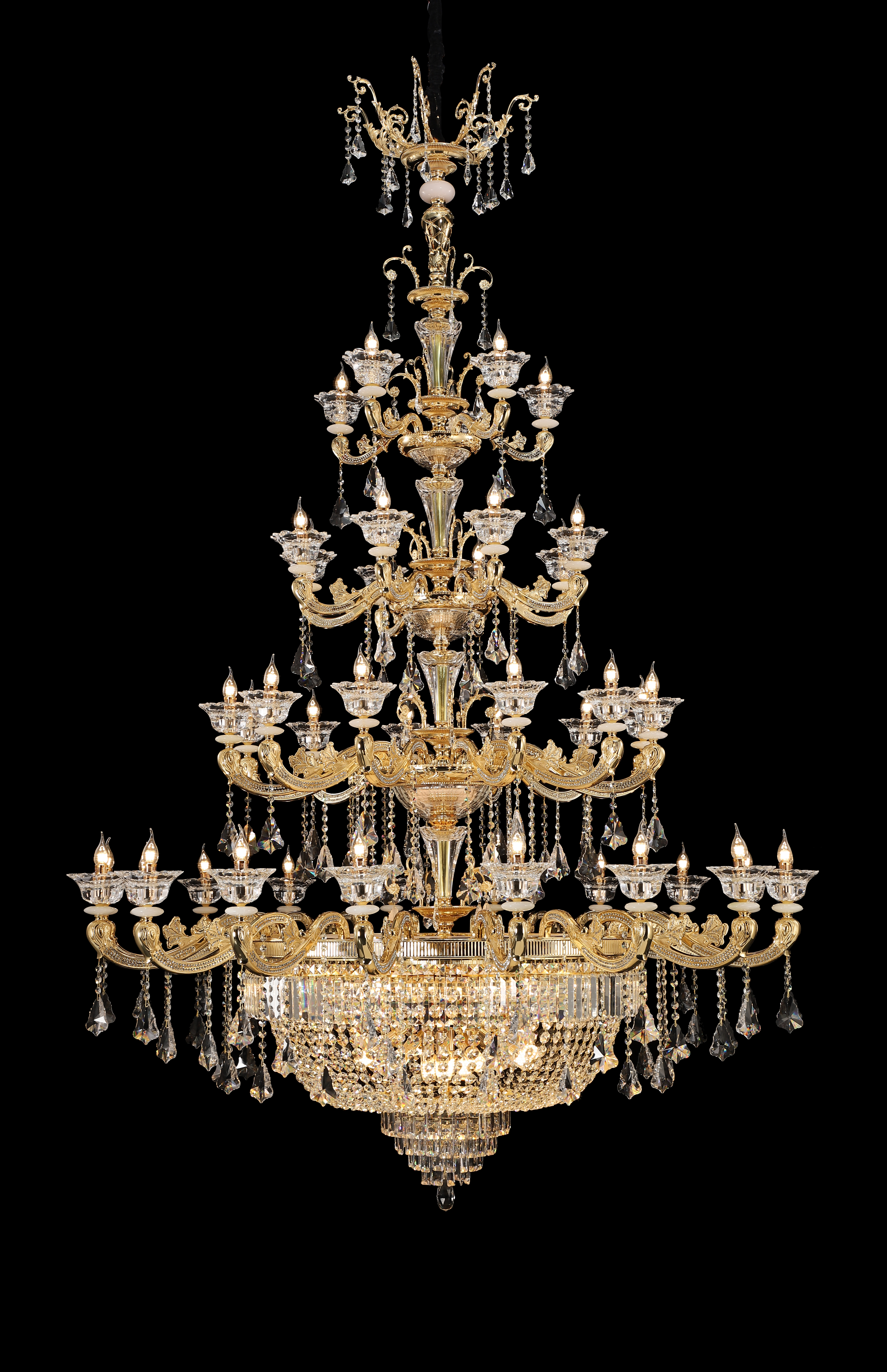 French Gold Brass Crystal Chandelier for Villa & Hotel