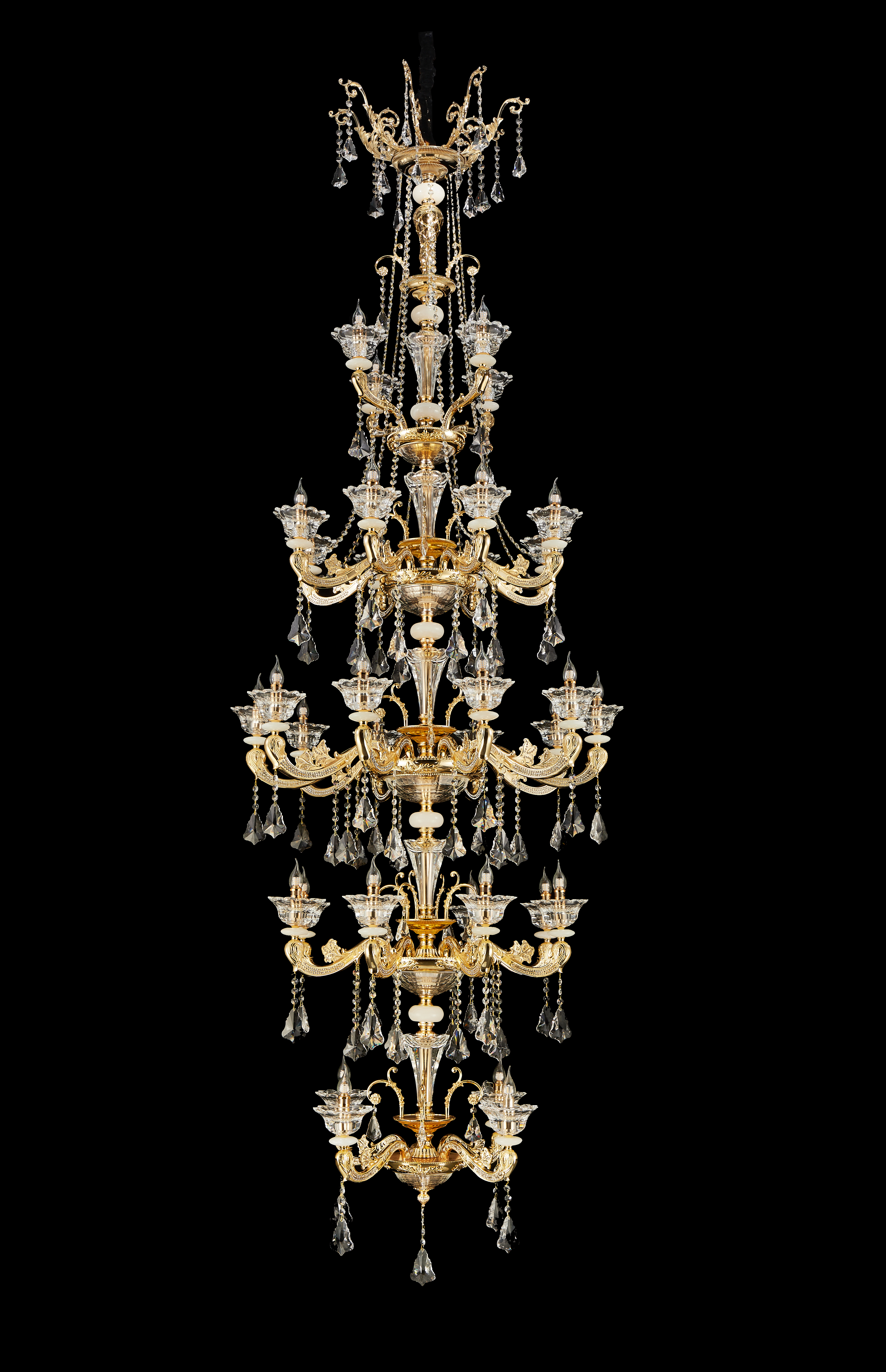 French Gold Brass Crystal Chandelier for Villa & Hotel