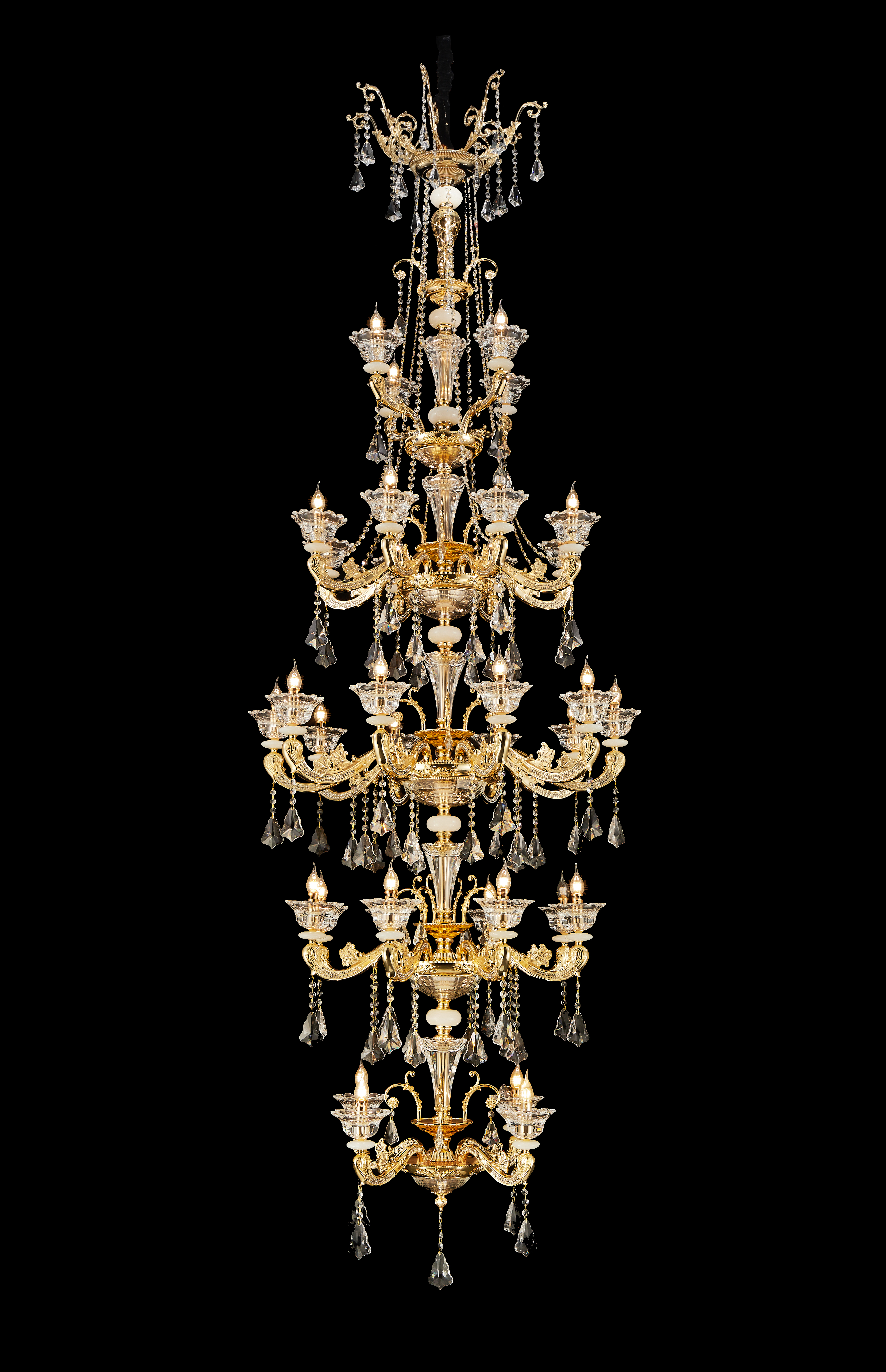 French Gold Brass Crystal Chandelier for Villa & Hotel