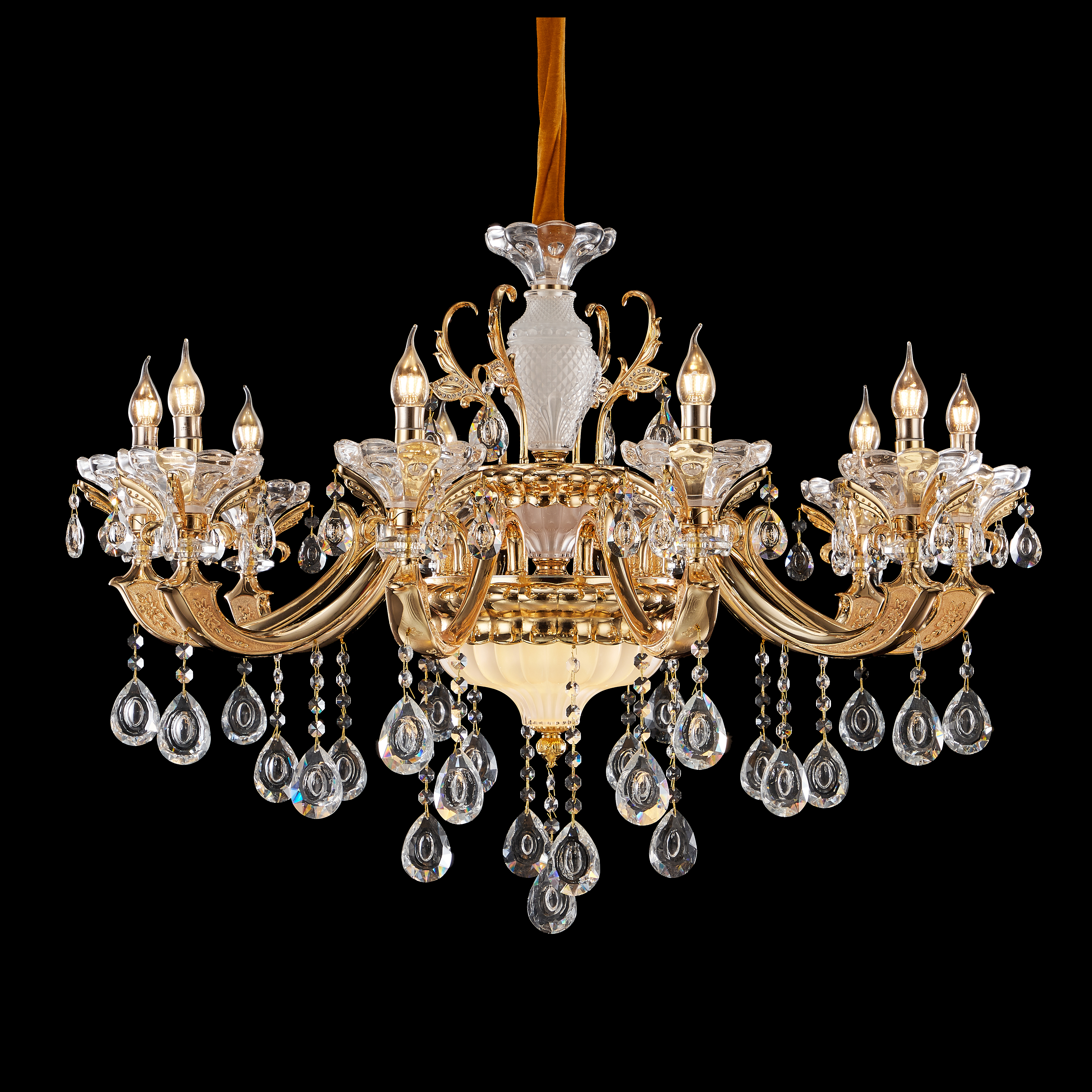 French Gold Brass Crystal Chandelier for Villa & Foyer