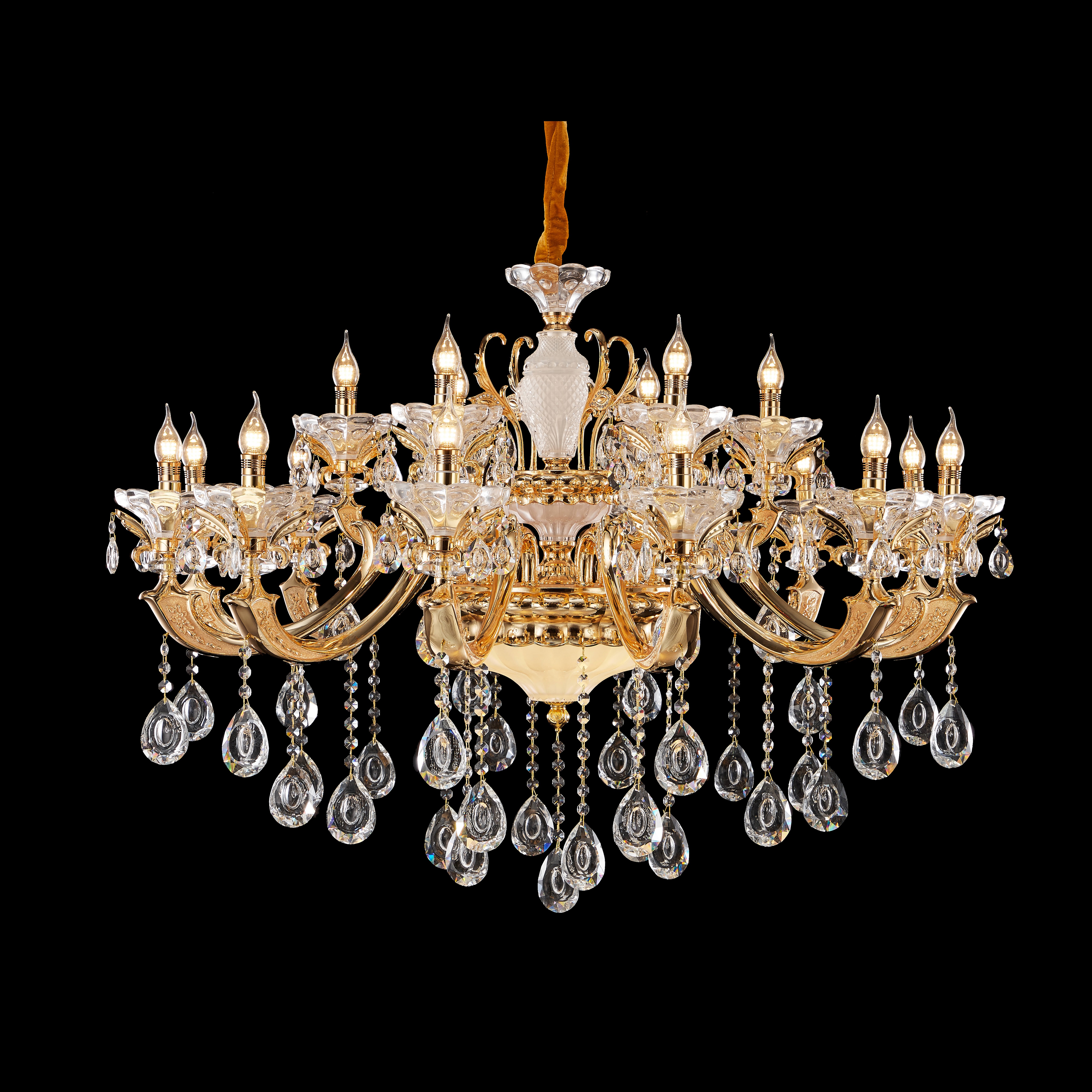 French Gold Brass Crystal Chandelier for Villa & Foyer