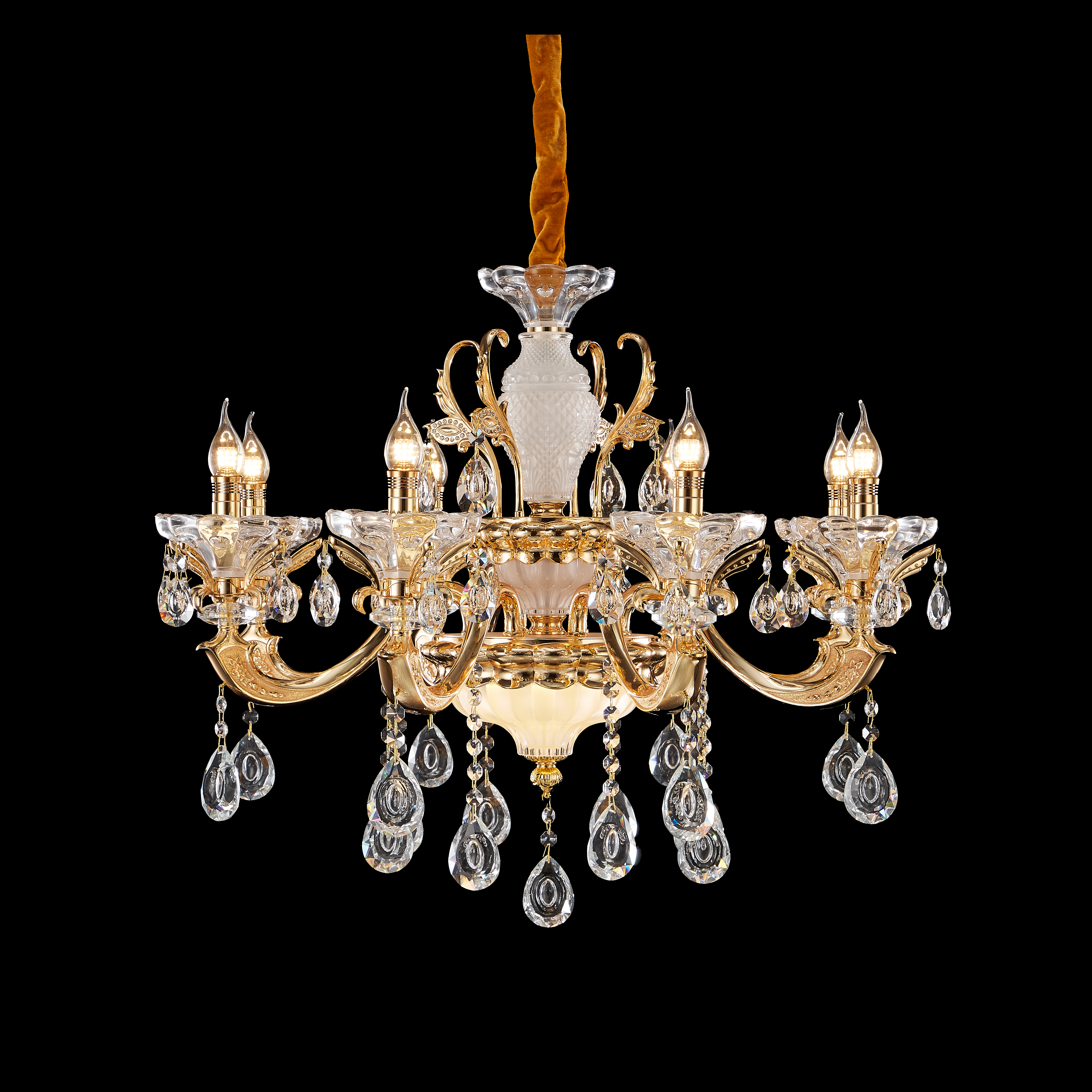 French Gold Brass Crystal Chandelier for Villa & Foyer