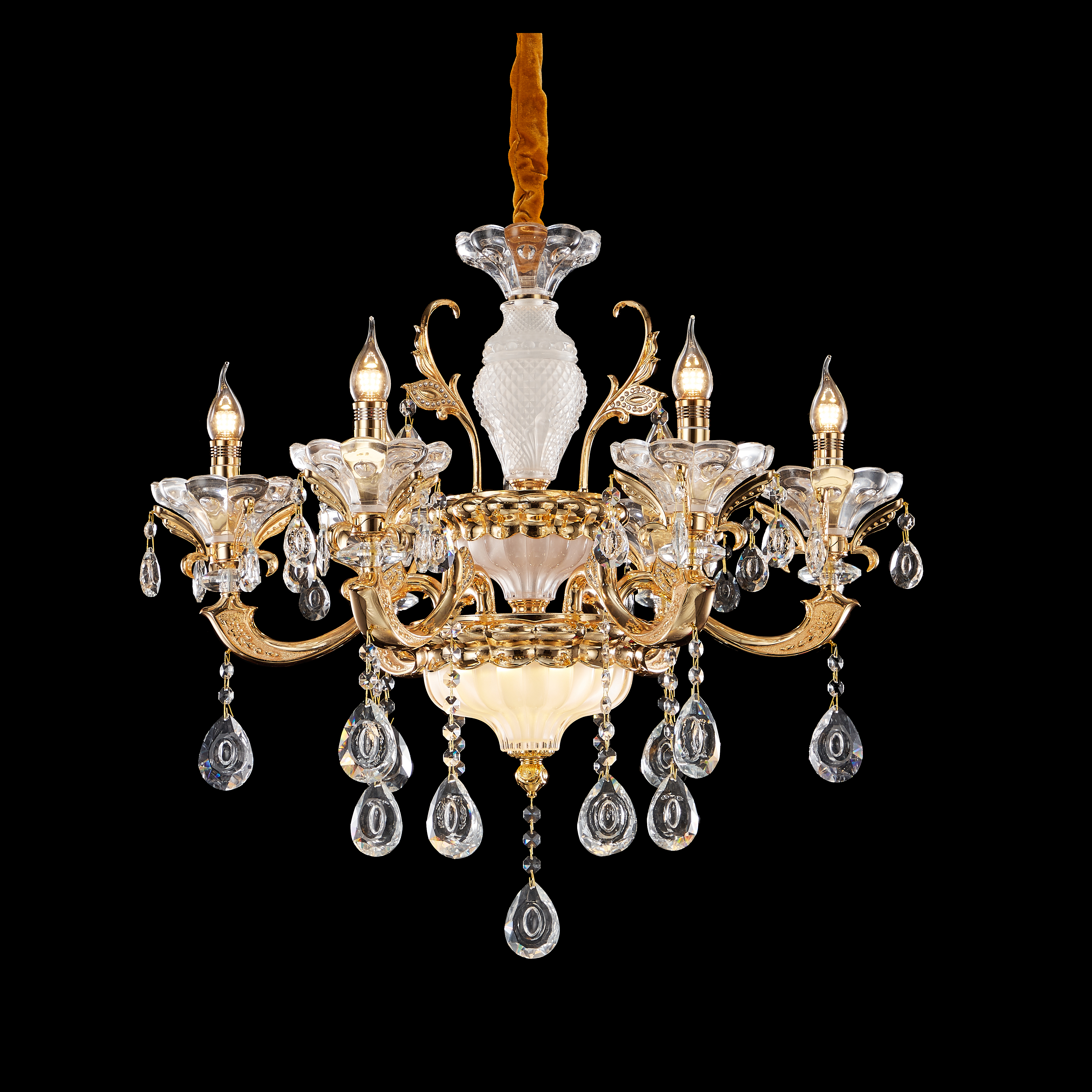 French Gold Brass Crystal Chandelier for Villa & Foyer