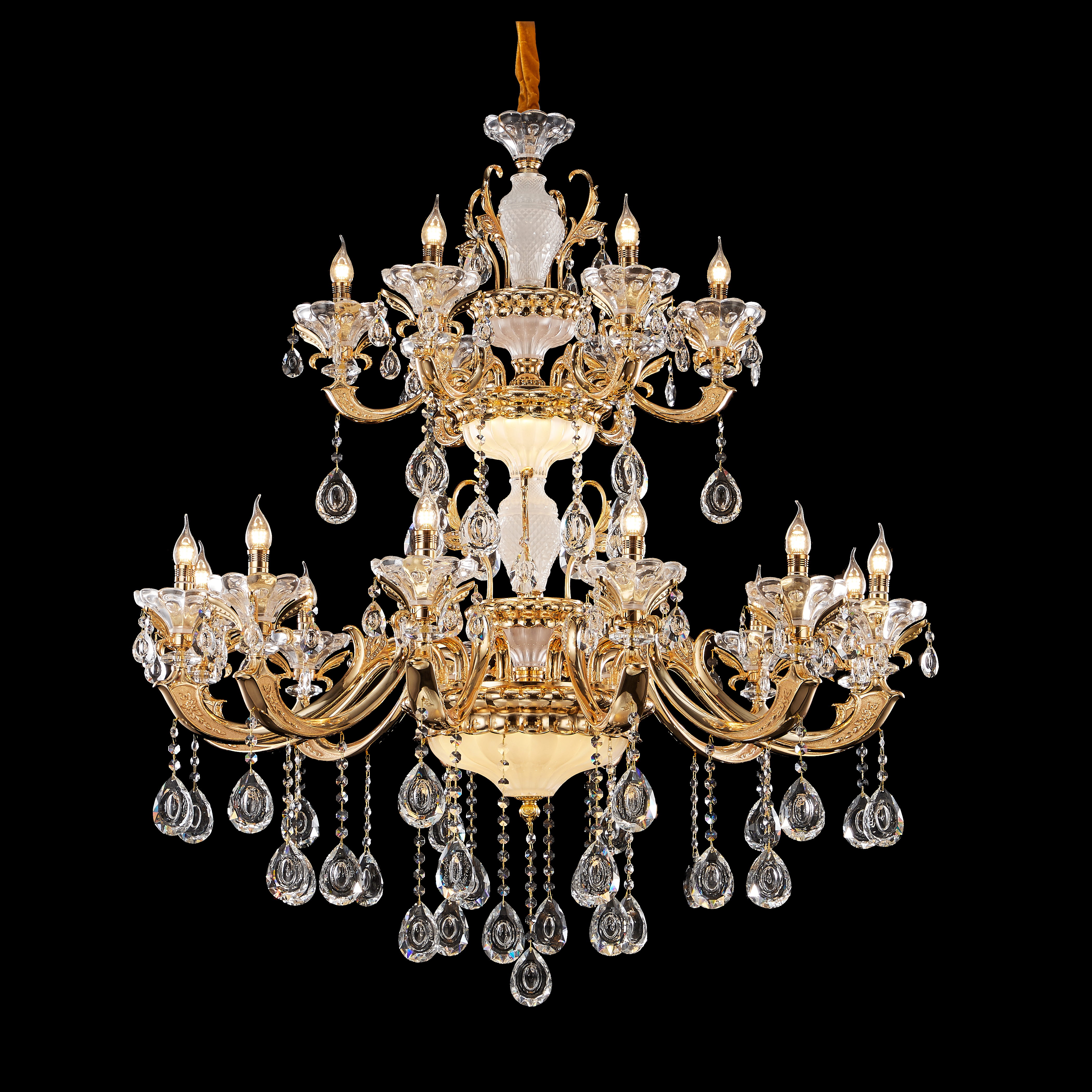 French Gold Brass Crystal Chandelier for Villa & Foyer