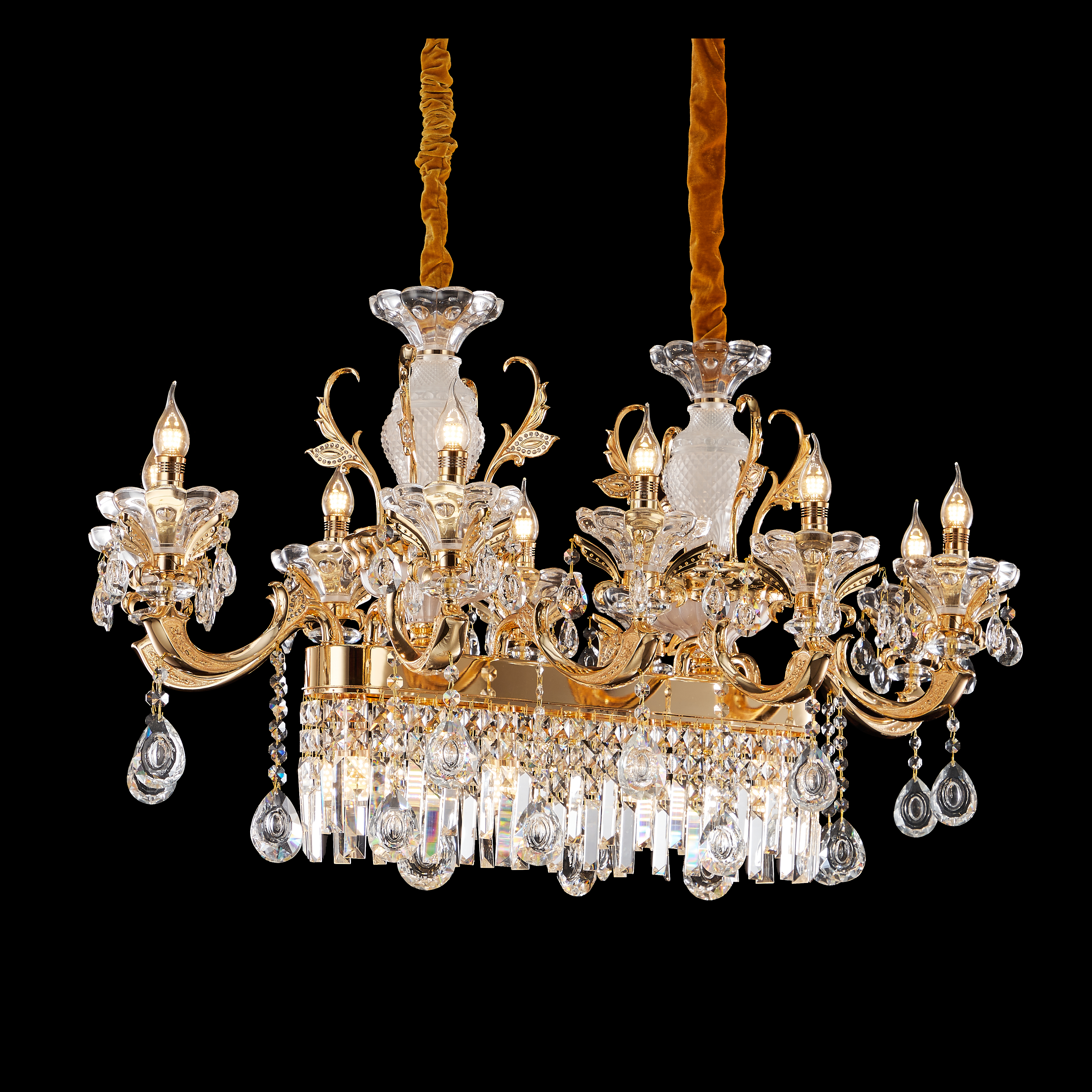 French Gold Brass Crystal Chandelier for Villa & Foyer