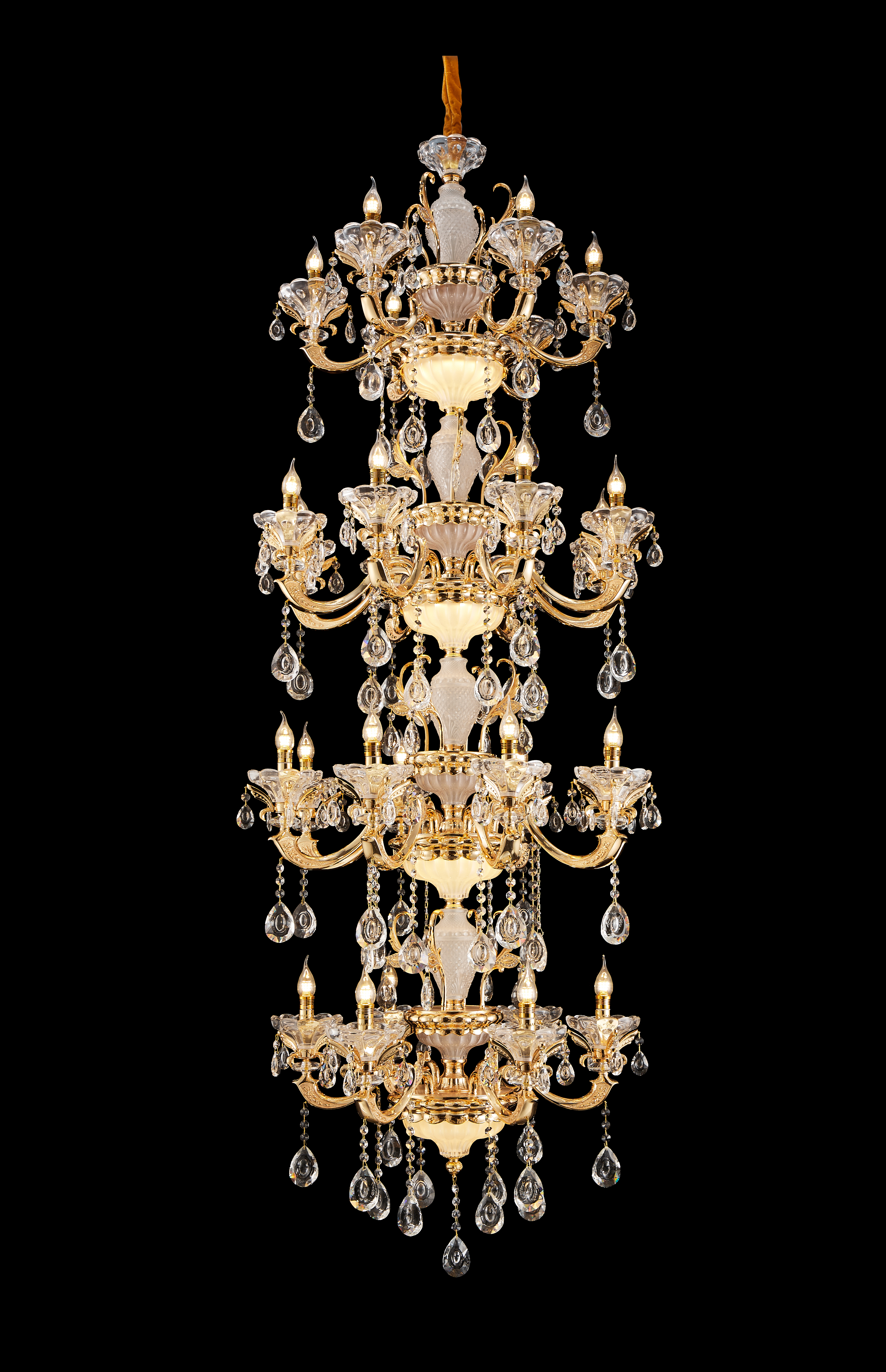 French Gold Brass Crystal Chandelier for Villa & Foyer