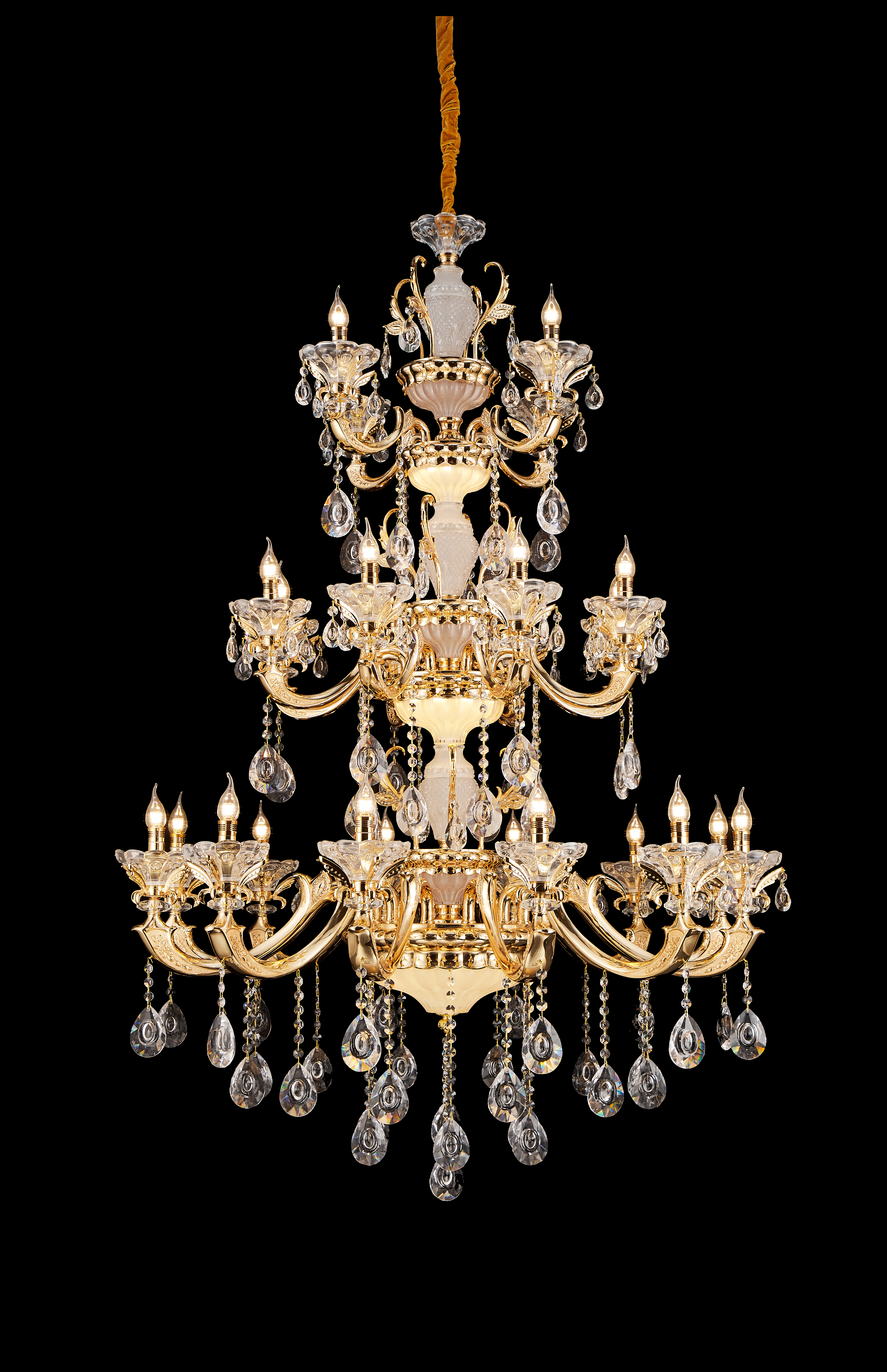 French Gold Brass Crystal Chandelier for Villa & Foyer