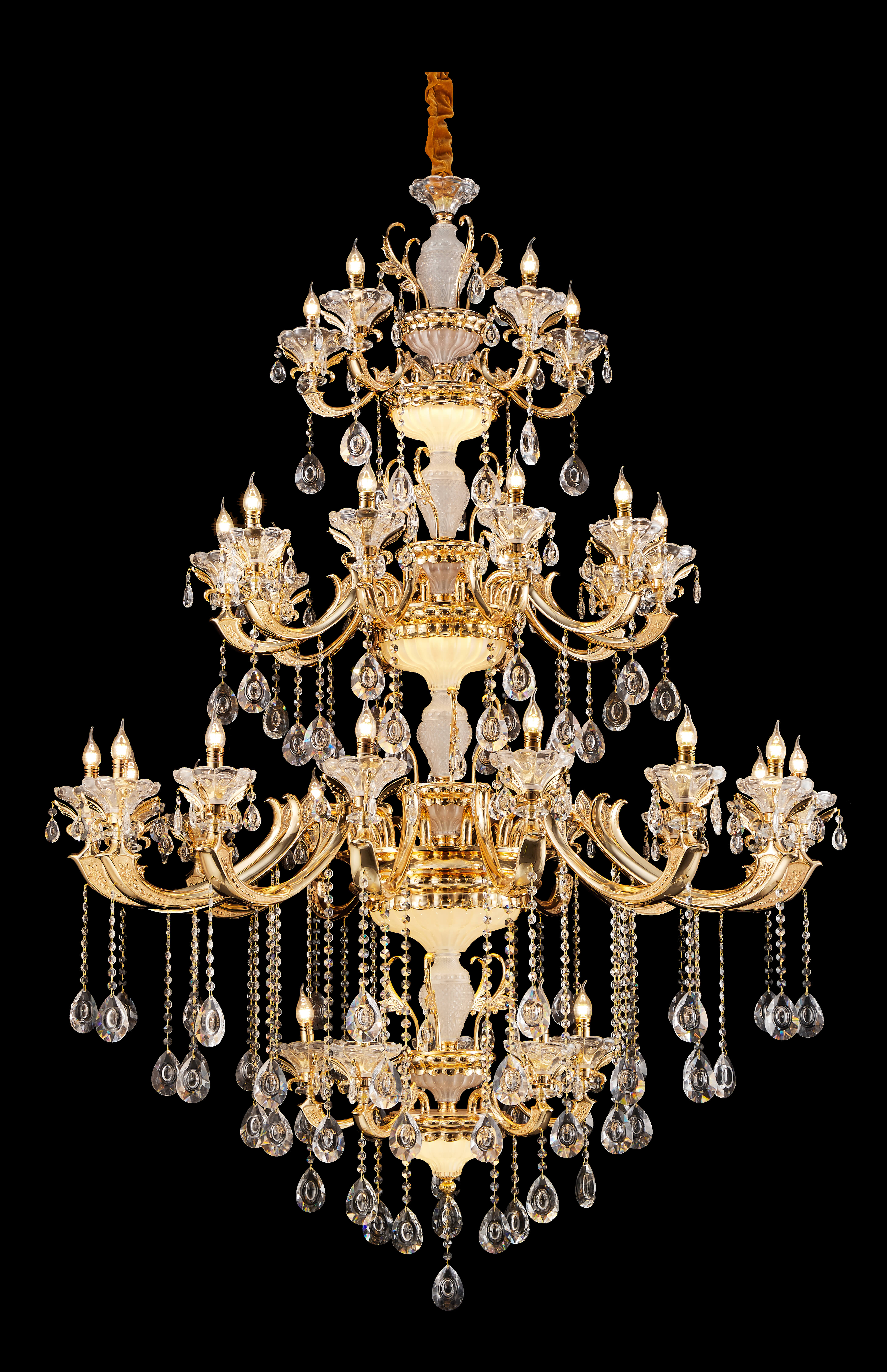 French Gold Brass Crystal Chandelier for Villa & Foyer
