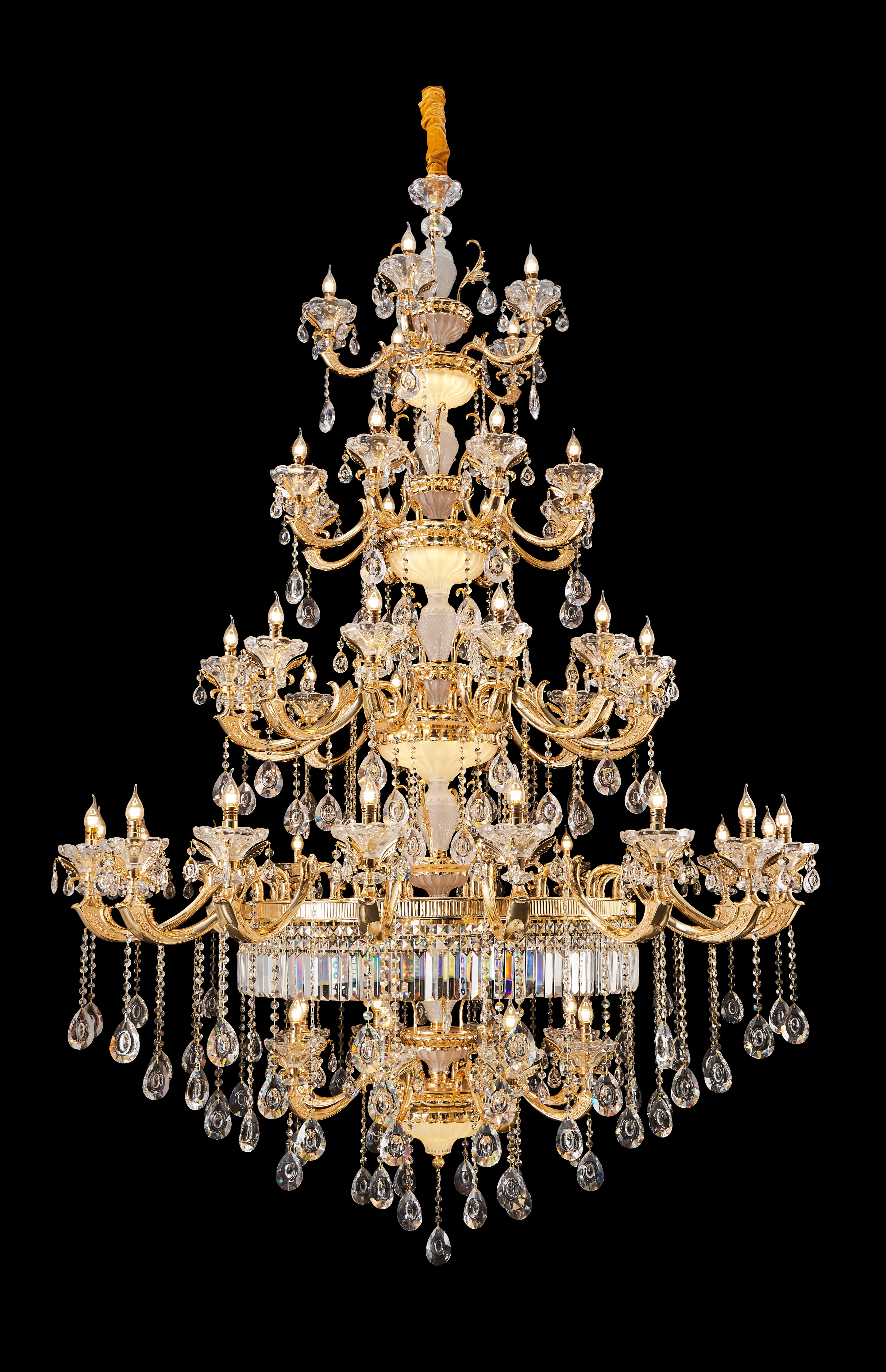 French Gold Brass Crystal Chandelier for Villa & Foyer