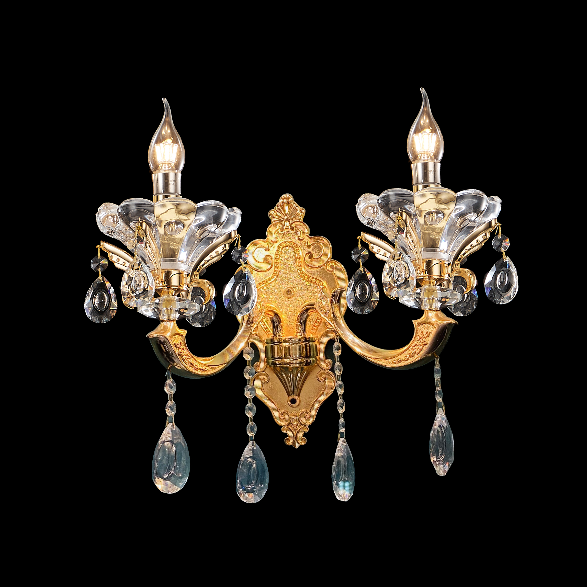 1 light brass golden wall sconce